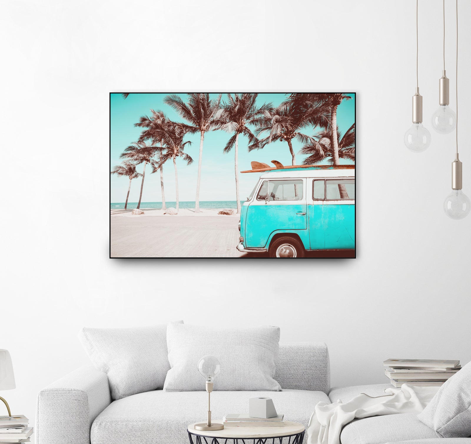 Retro Camper Van on the Beach by Rositsa Raicheva on GIANT ART - blue photo manipulation