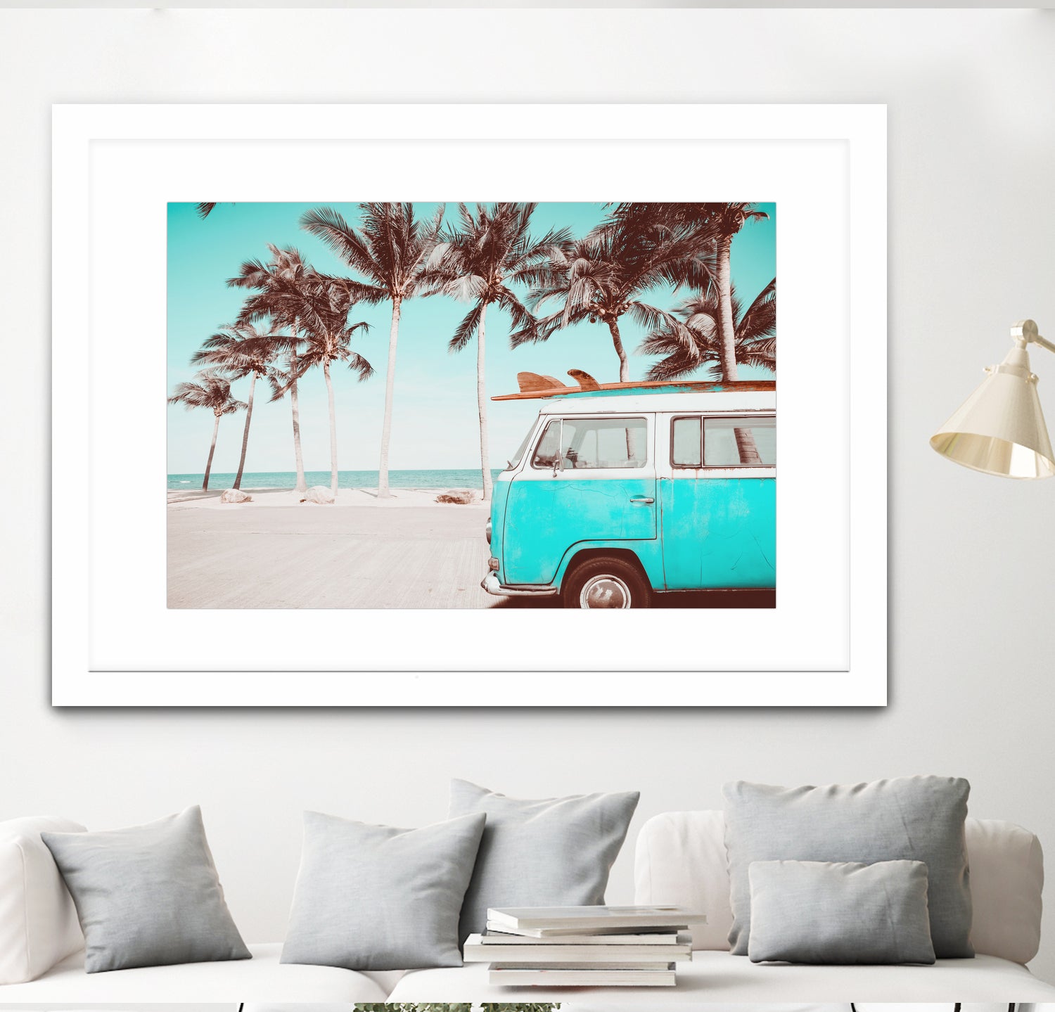 Retro Camper Van on the Beach by Rositsa Raicheva on GIANT ART - blue photo manipulation