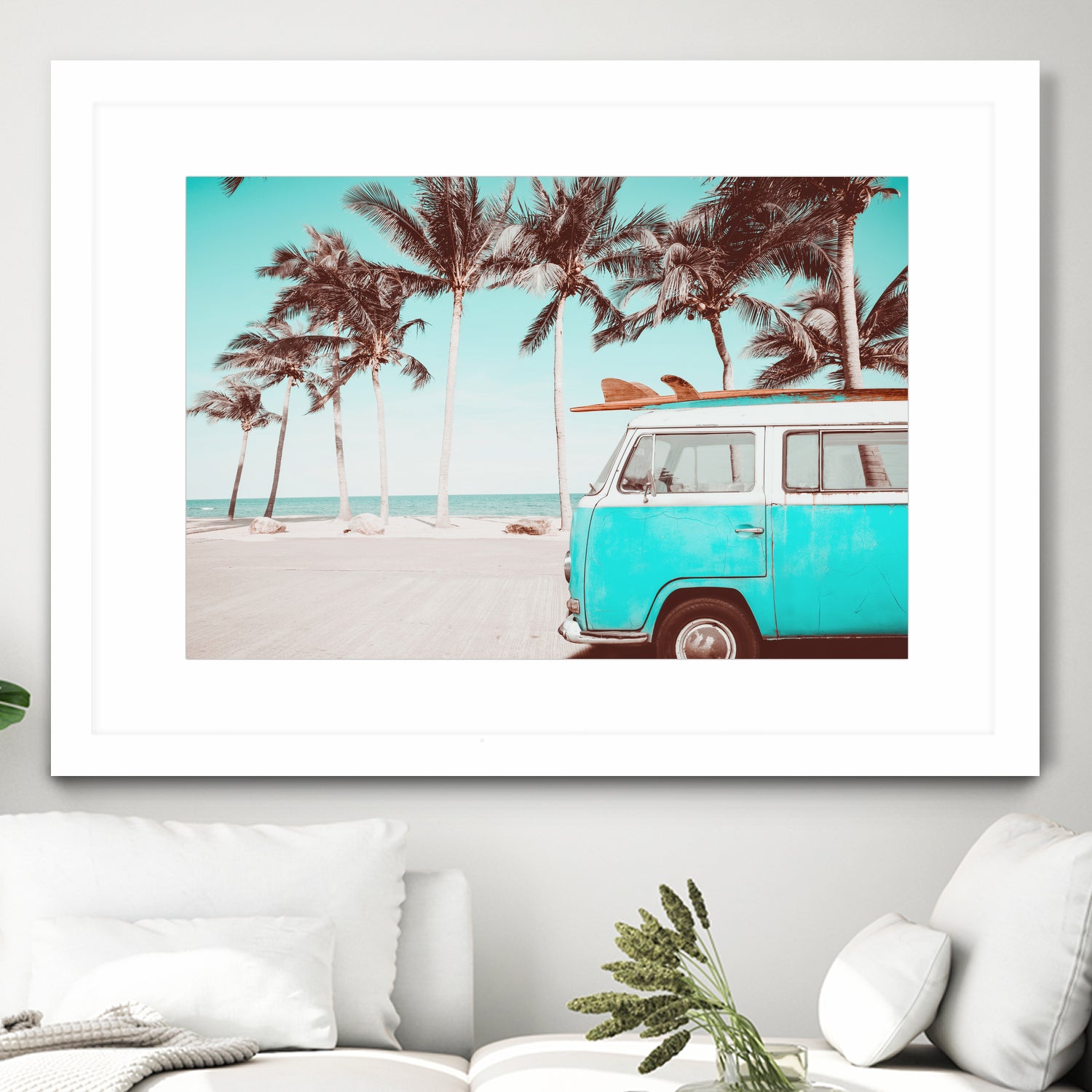 Retro Camper Van on the Beach by Rositsa Raicheva on GIANT ART - blue photo manipulation