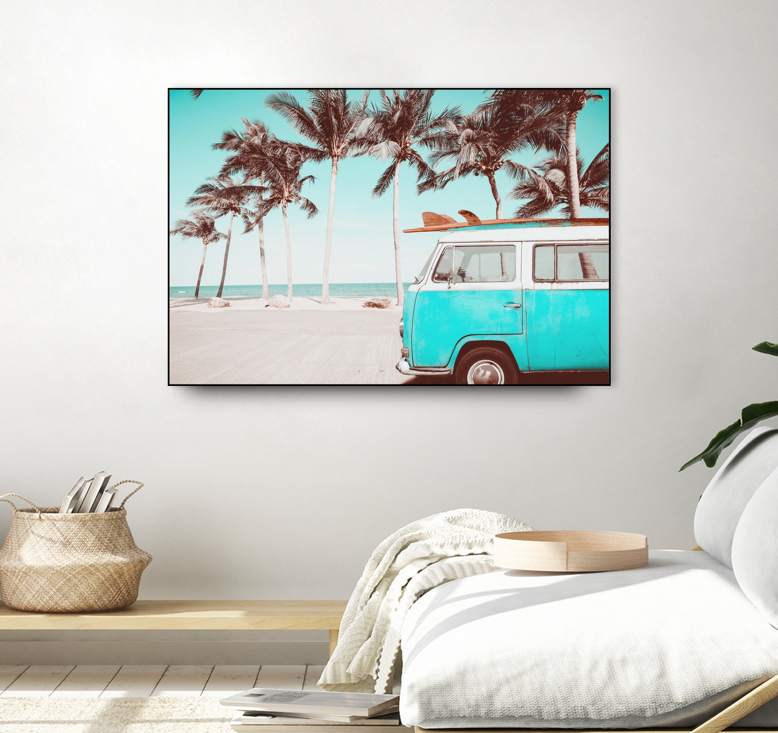 Retro Camper Van on the Beach by Rositsa Raicheva on GIANT ART - blue photo manipulation