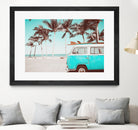 Retro Camper Van on the Beach by Rositsa Raicheva on GIANT ART - blue photo manipulation