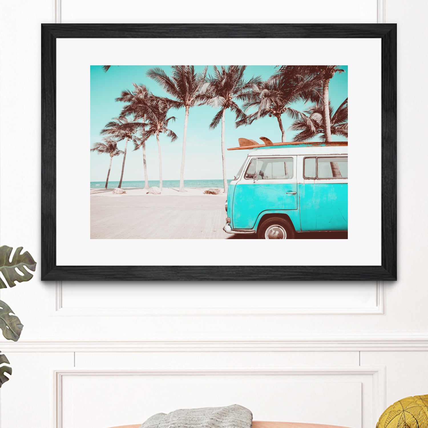 Retro Camper Van on the Beach by Rositsa Raicheva on GIANT ART - blue photo manipulation