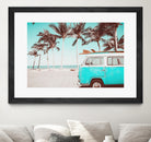 Retro Camper Van on the Beach by Rositsa Raicheva on GIANT ART - blue photo manipulation