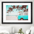 Retro Camper Van on the Beach by Rositsa Raicheva on GIANT ART - blue photo manipulation