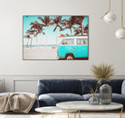 Retro Camper Van on the Beach by Rositsa Raicheva on GIANT ART - blue photo manipulation