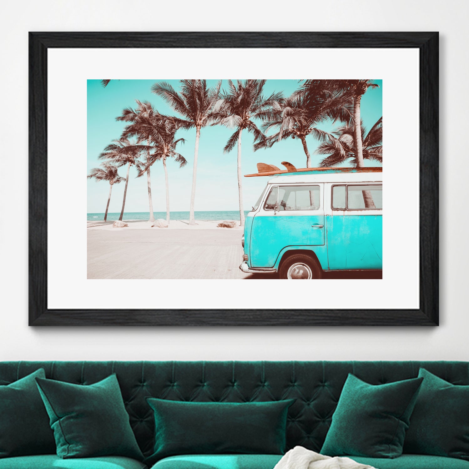 Retro Camper Van on the Beach by Rositsa Raicheva on GIANT ART - blue photo manipulation