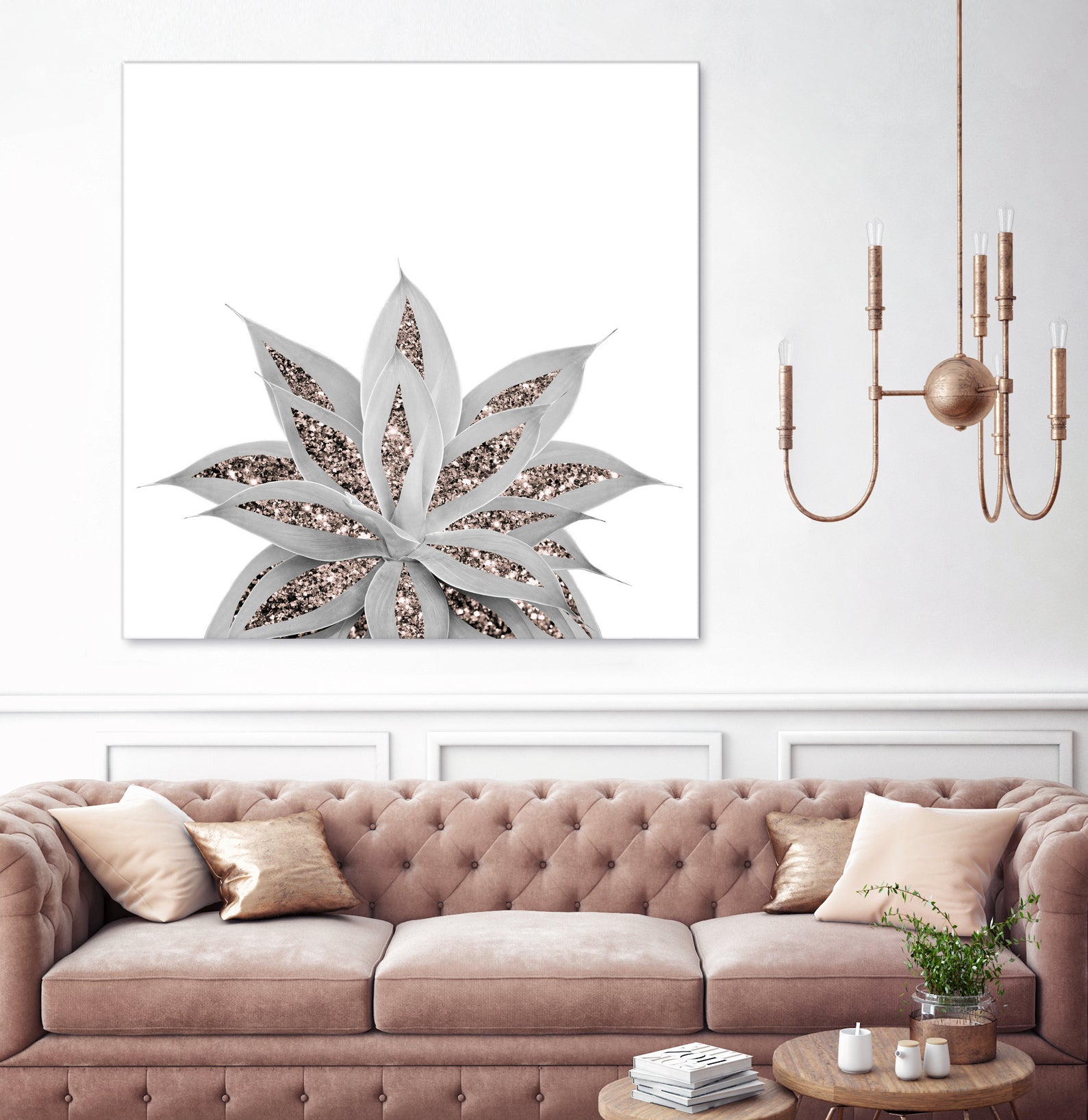 Gray Agave with Rose Gold Glitter #3 #shiny #tropical #decor by Anita & Bella Jantz on GIANT ART - gray photo illustration