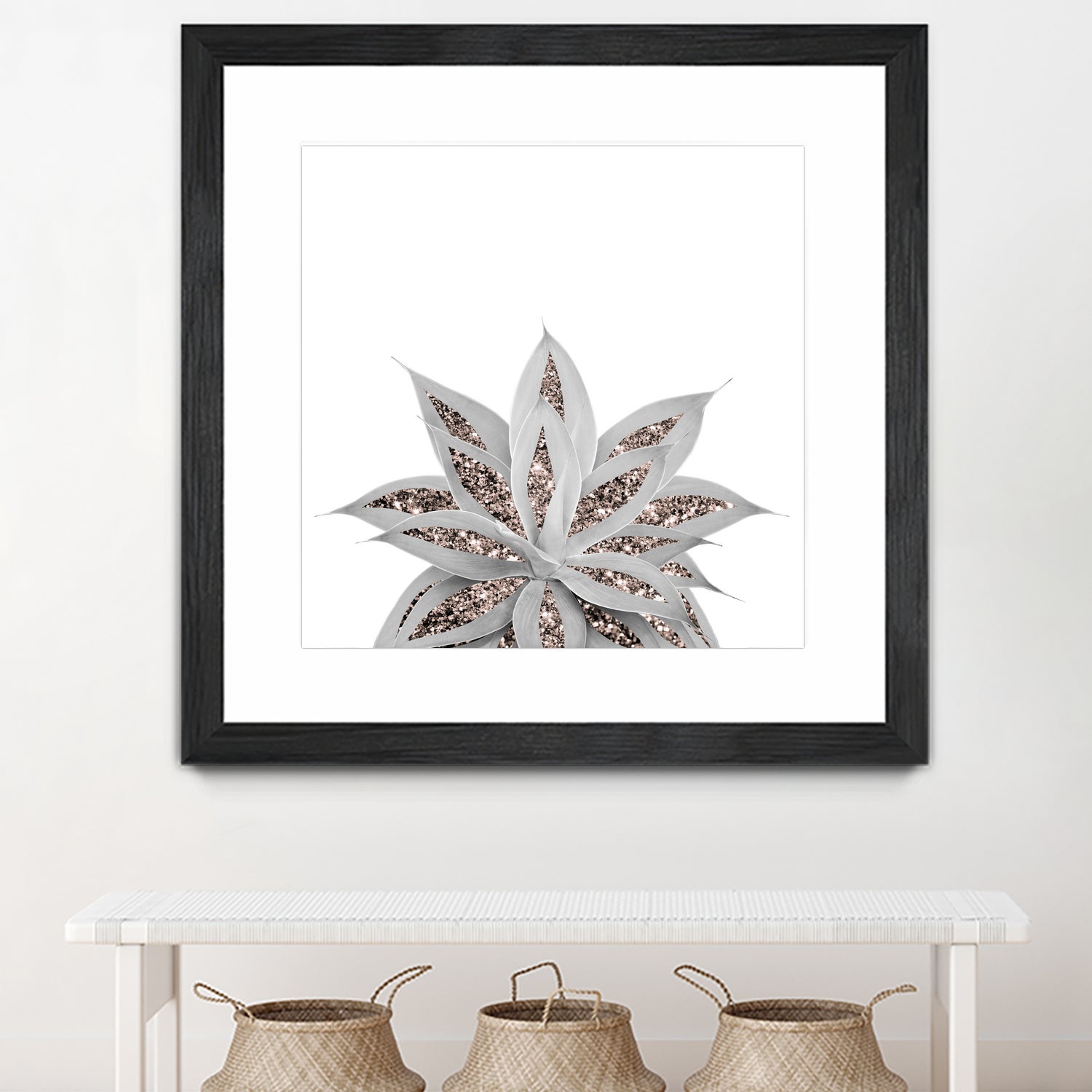 Gray Agave with Rose Gold Glitter #3 #shiny #tropical #decor by Anita & Bella Jantz on GIANT ART - gray photo illustration