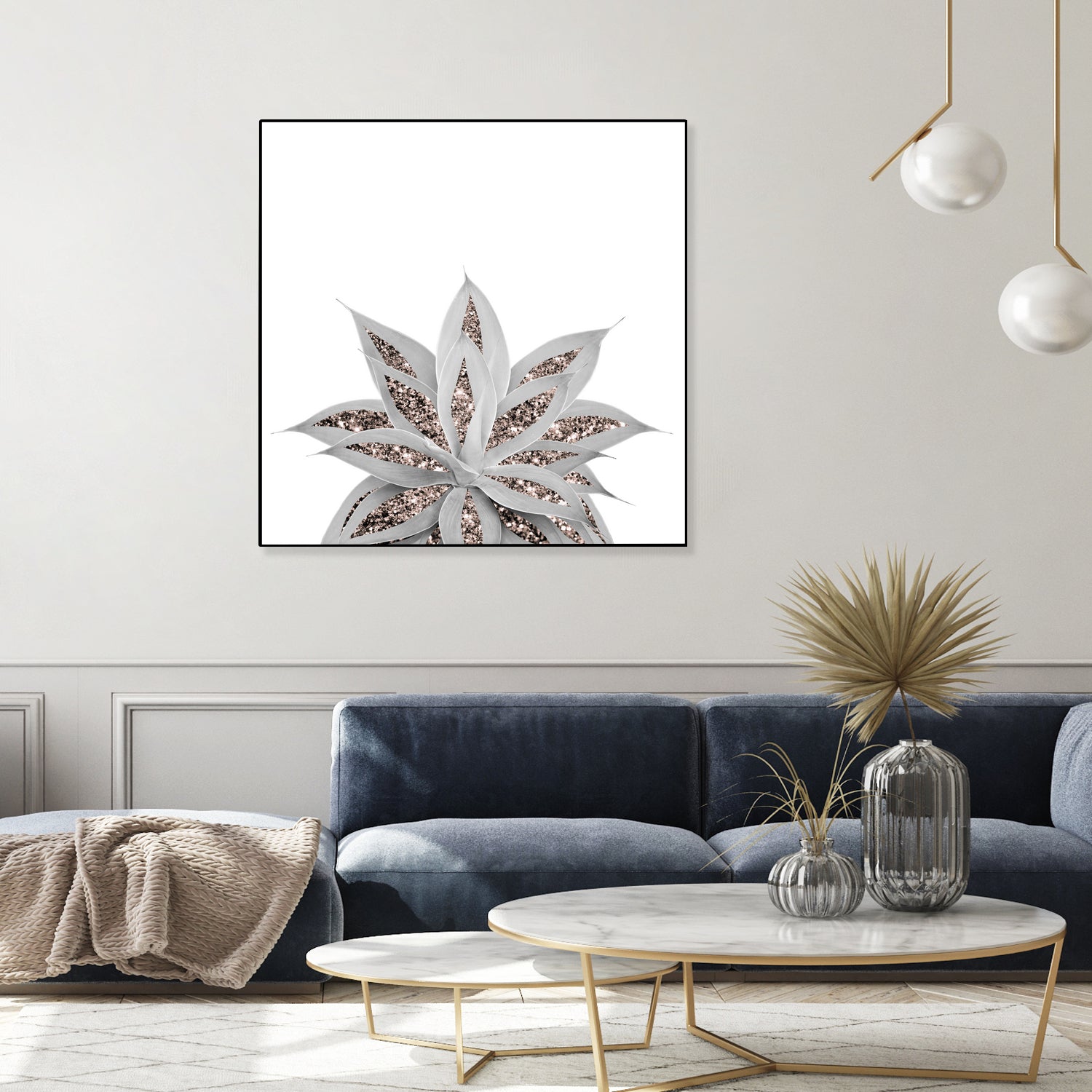 Gray Agave with Rose Gold Glitter #3 #shiny #tropical #decor by Anita & Bella Jantz on GIANT ART - gray photo illustration