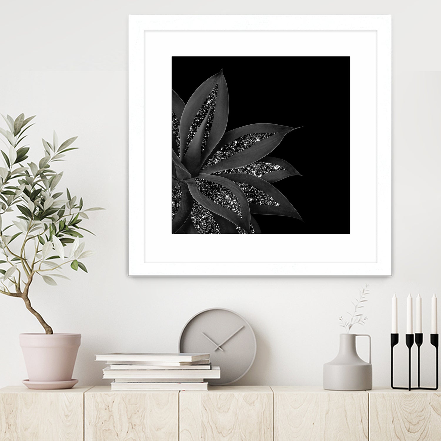 Agave Finesse Glitter Glam #7 #tropical #decor #art by Anita & Bella Jantz on GIANT ART - black photo illustration