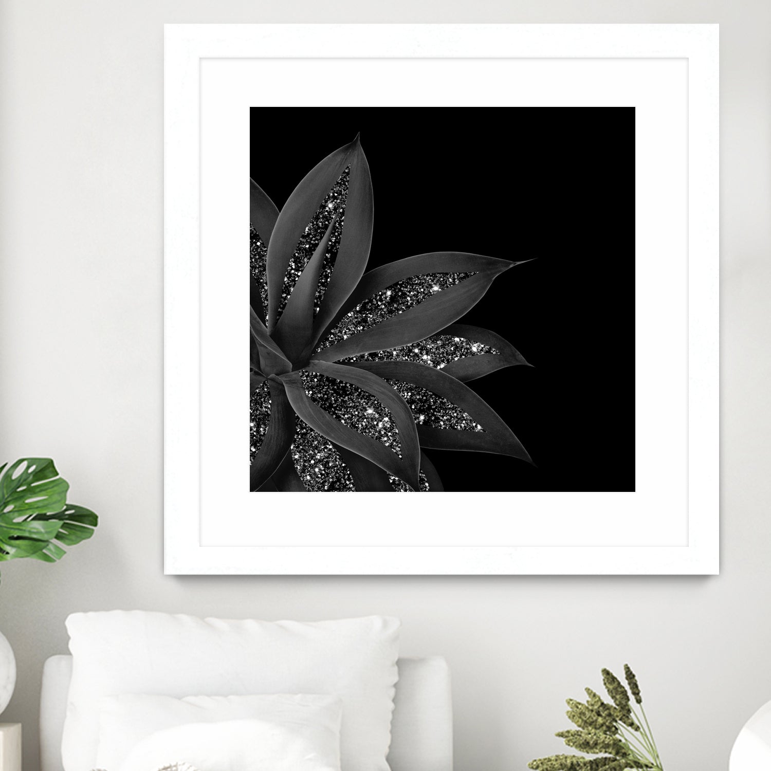 Agave Finesse Glitter Glam #7 #tropical #decor #art by Anita & Bella Jantz on GIANT ART - black photo illustration