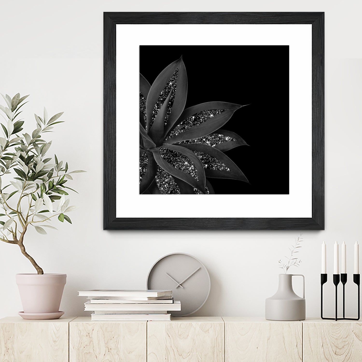 Agave Finesse Glitter Glam #7 #tropical #decor #art by Anita & Bella Jantz on GIANT ART - black photo illustration