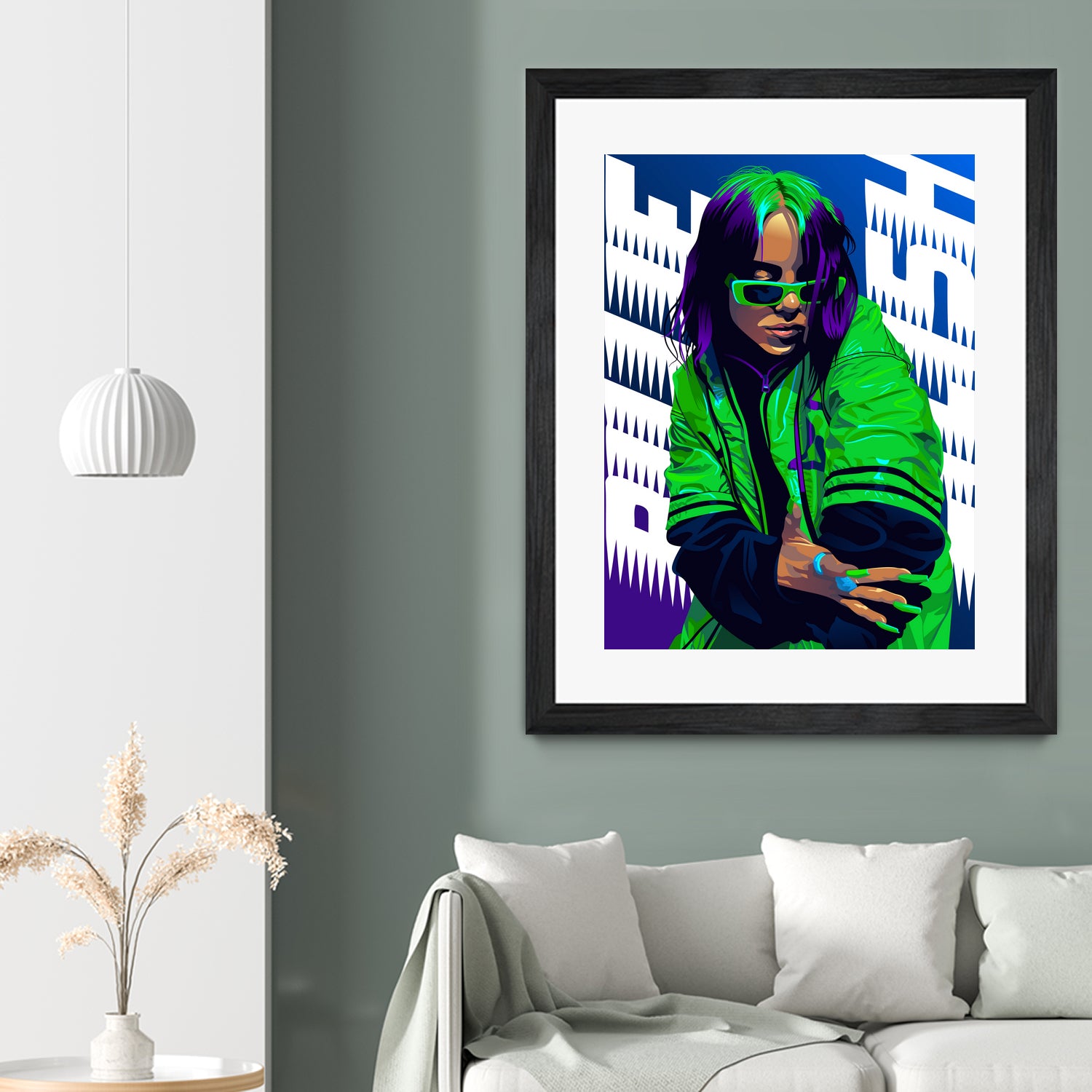 Billie Green Eilish by Laksana Ardie on GIANT ART - green digital painting