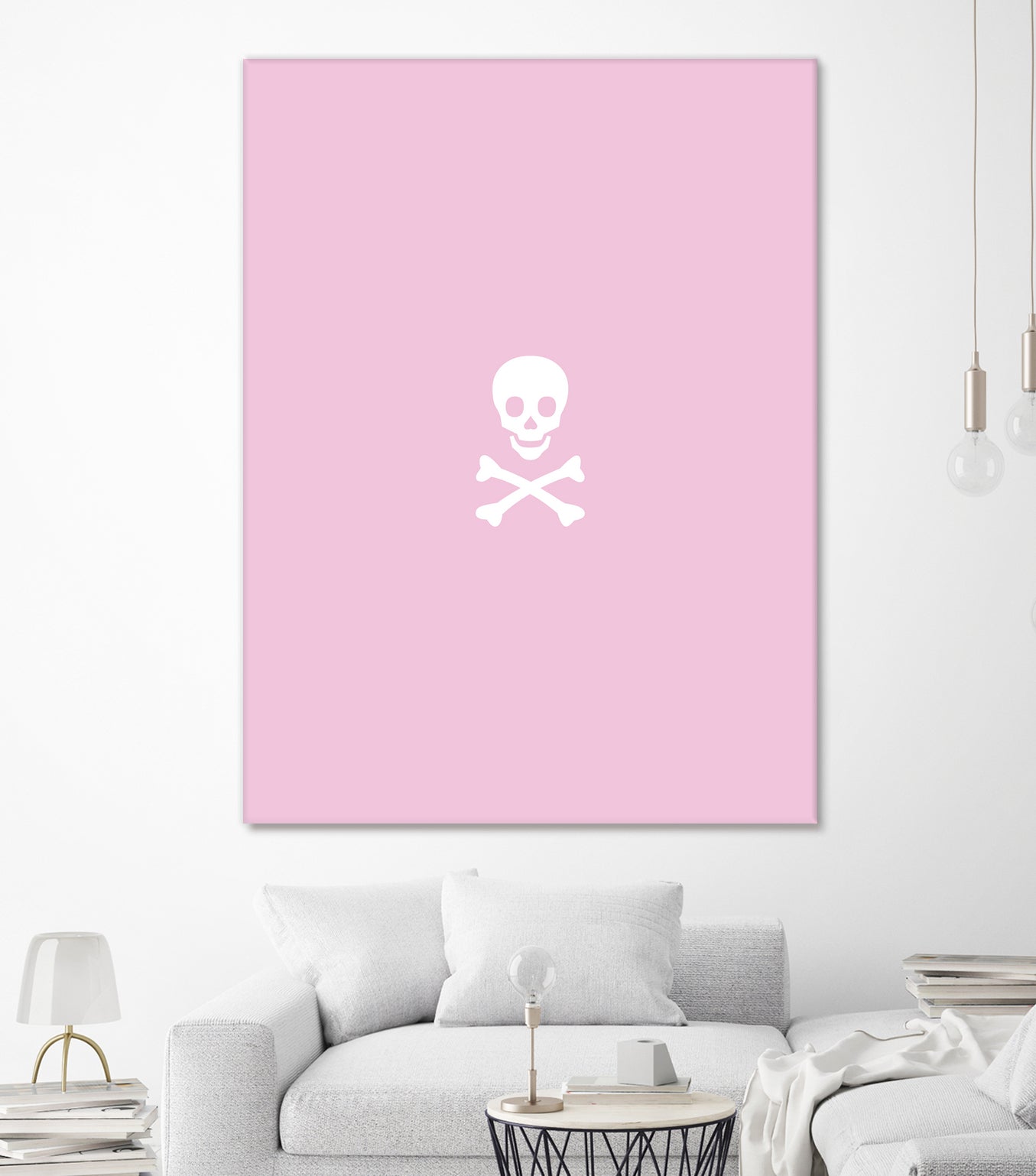 SKULL - LIGHT PINK & WHITE by Alexander Tonetti on GIANT ART - pink digital drawing