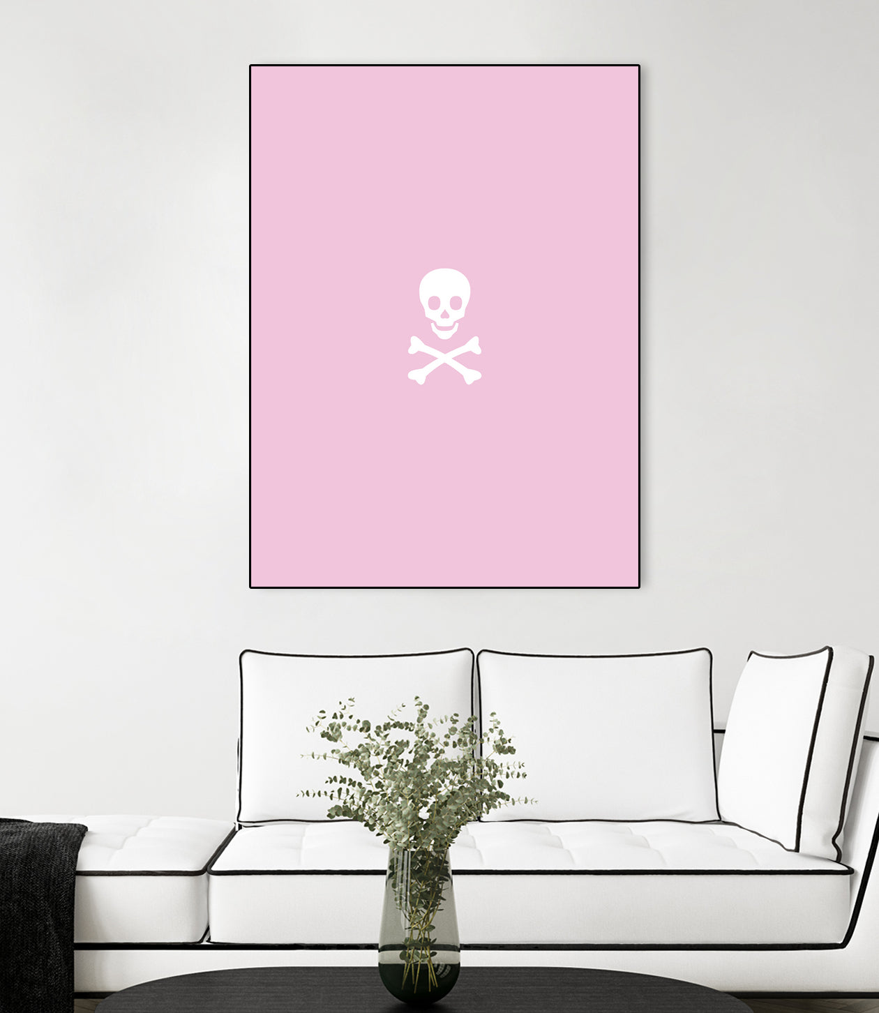 SKULL - LIGHT PINK & WHITE by Alexander Tonetti on GIANT ART - pink digital drawing