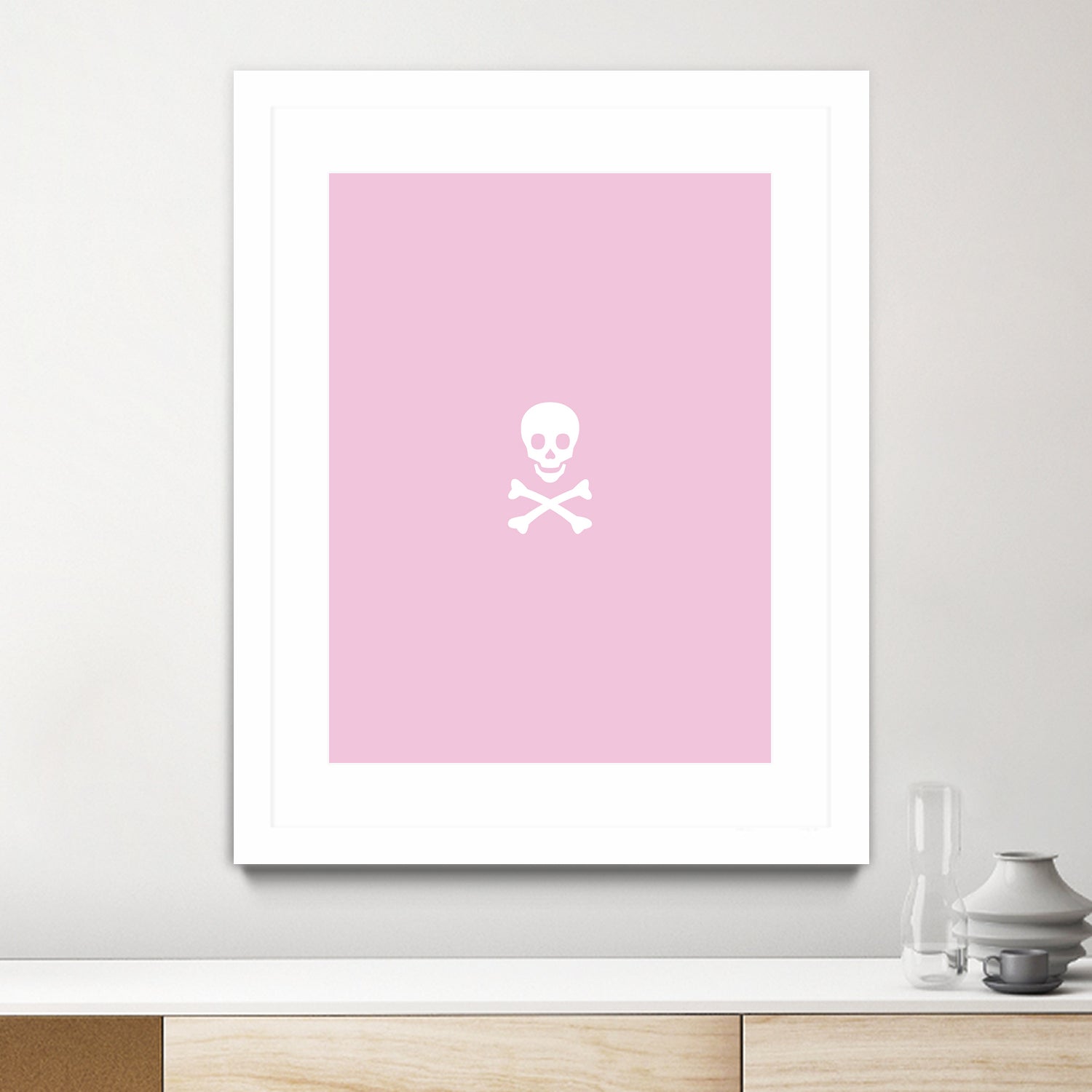 SKULL - LIGHT PINK & WHITE by Alexander Tonetti on GIANT ART - pink digital drawing