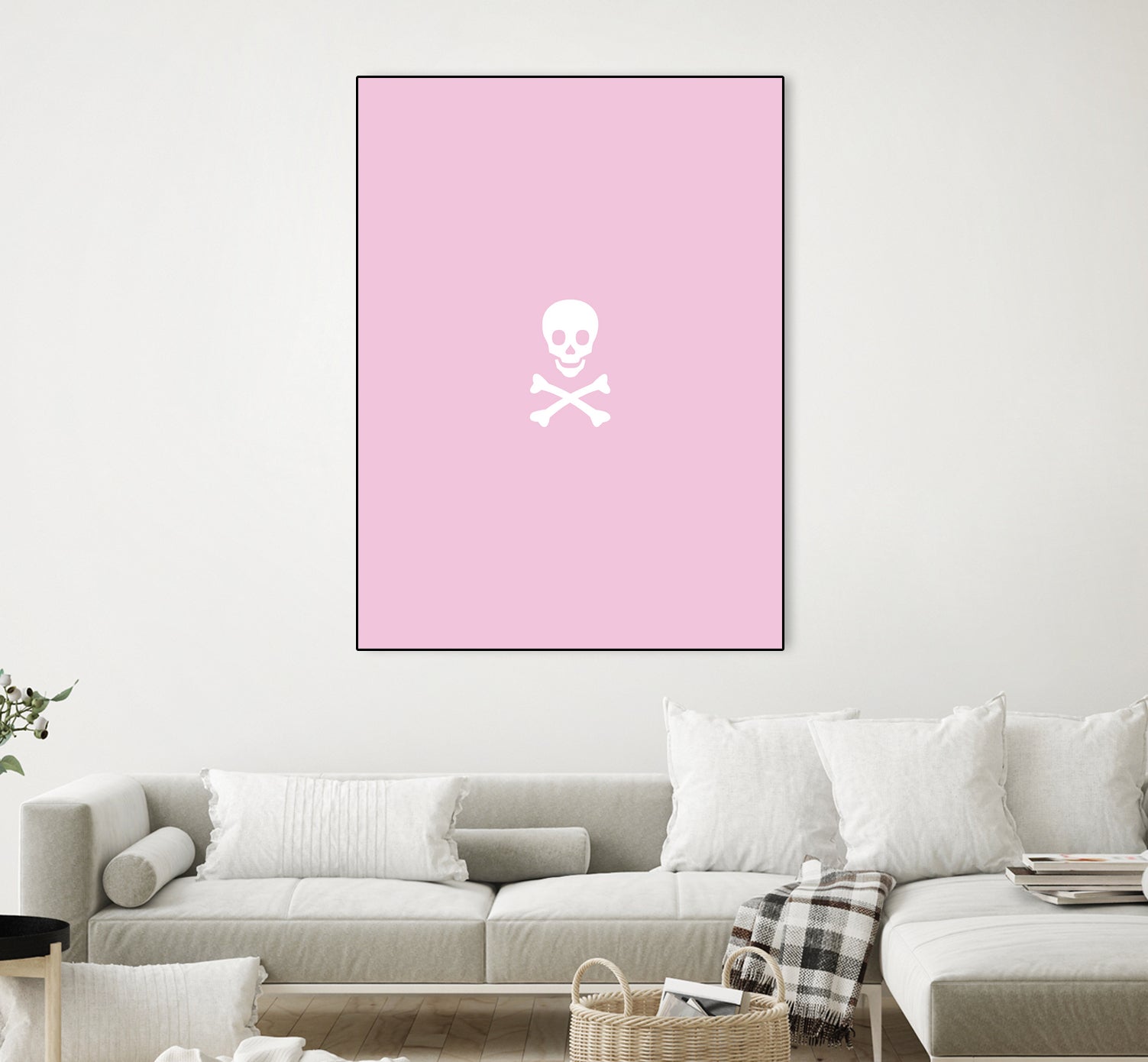 SKULL - LIGHT PINK & WHITE by Alexander Tonetti on GIANT ART - pink digital drawing