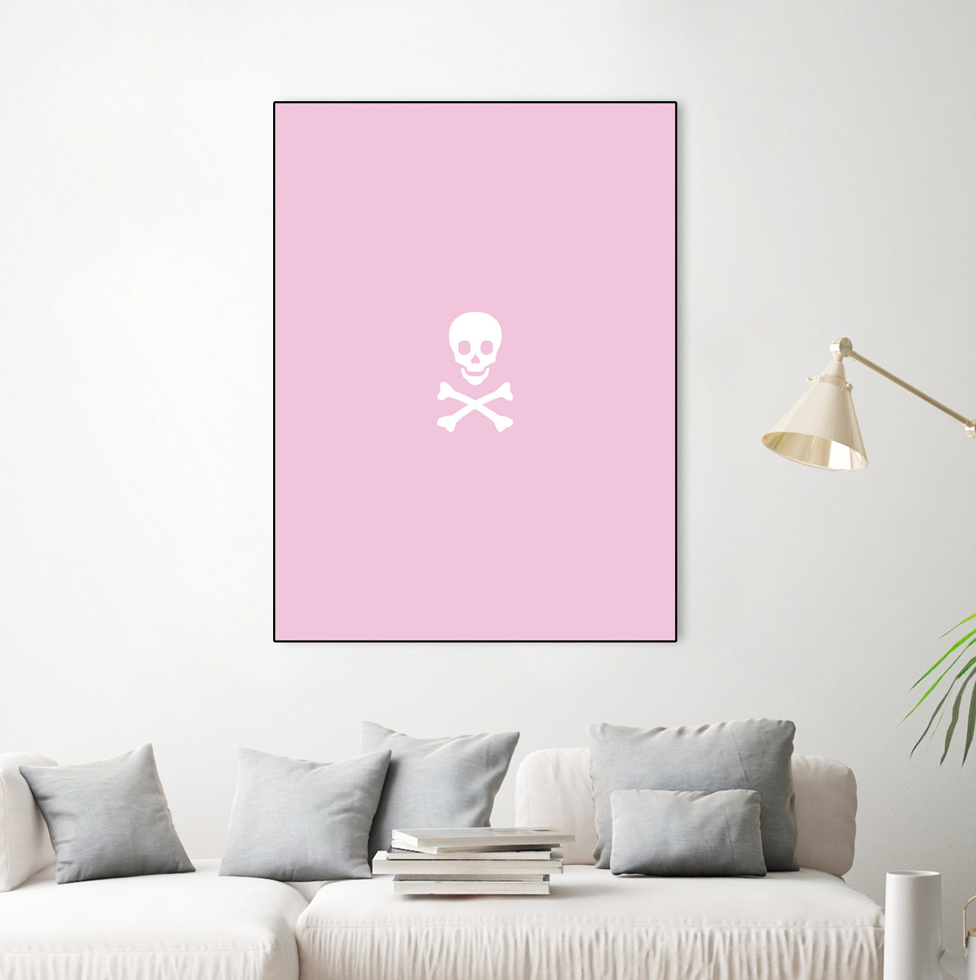 SKULL - LIGHT PINK & WHITE by Alexander Tonetti on GIANT ART - pink digital drawing