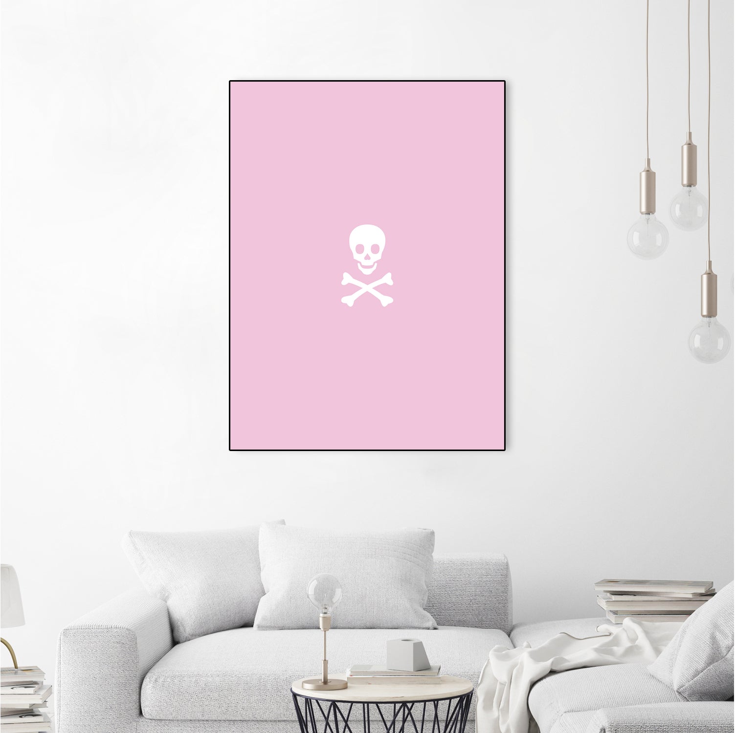 SKULL - LIGHT PINK & WHITE by Alexander Tonetti on GIANT ART - pink digital drawing