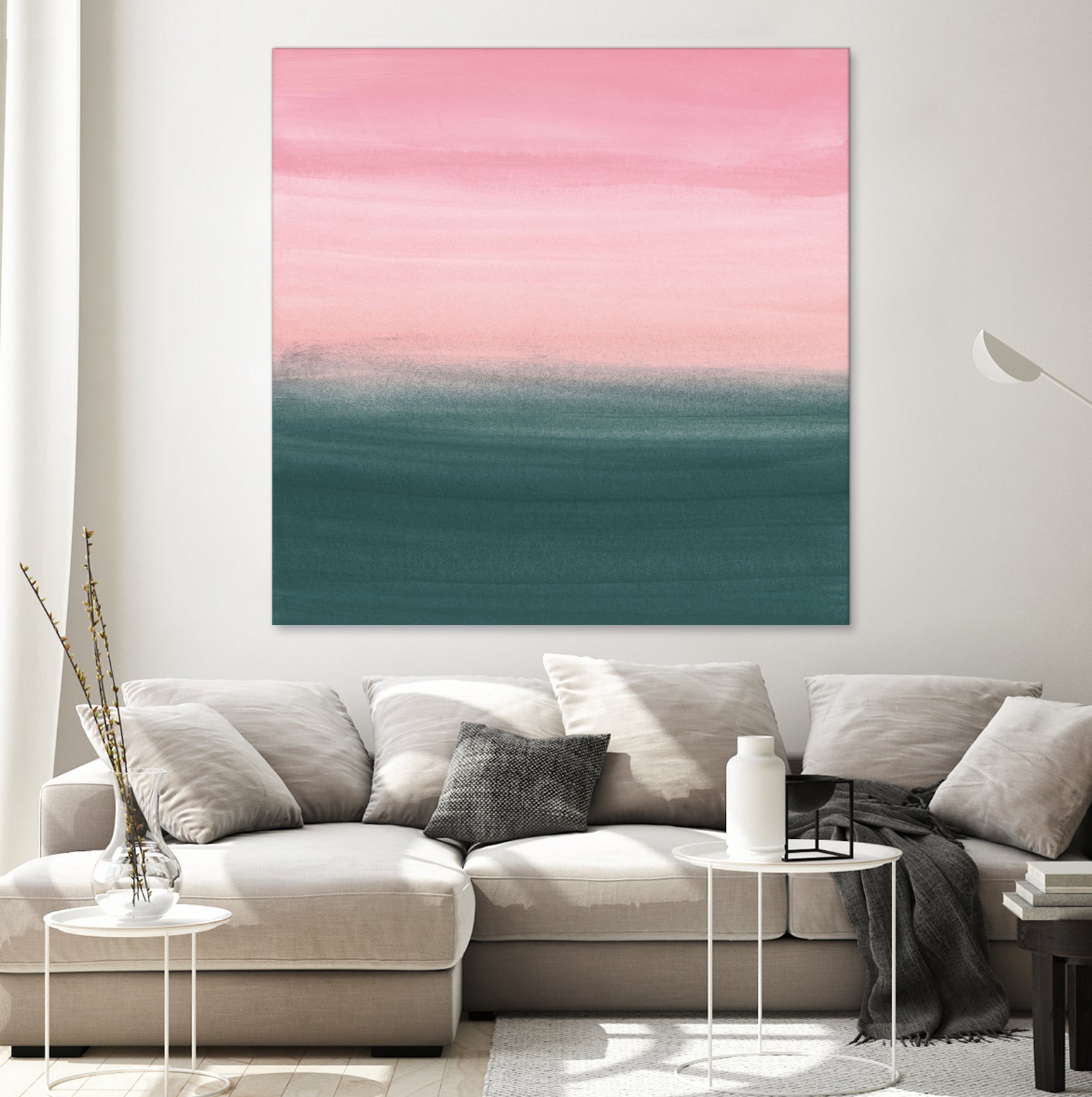 Touching Teal Pink Watercolor Abstract #1 #painting by Anita & Bella Jantz on GIANT ART - pink digital painting