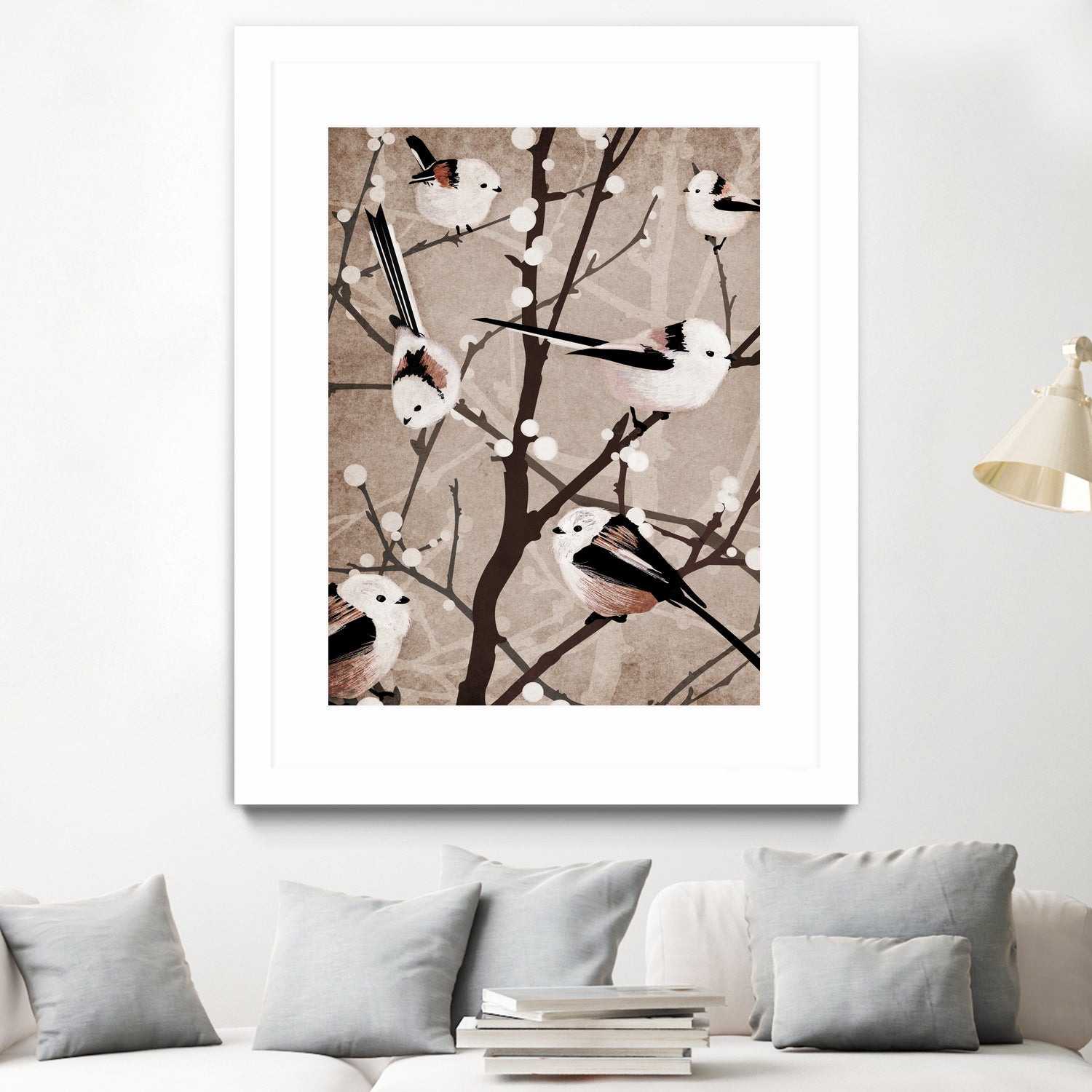 long tailed tits by Katherine Blower on GIANT ART - brown digital painting