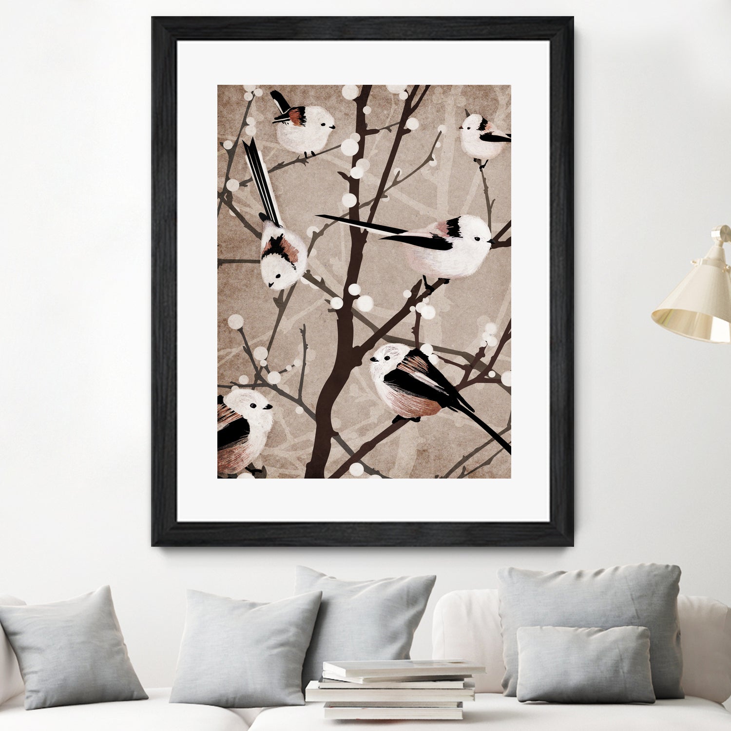 long tailed tits by Katherine Blower on GIANT ART - brown digital painting