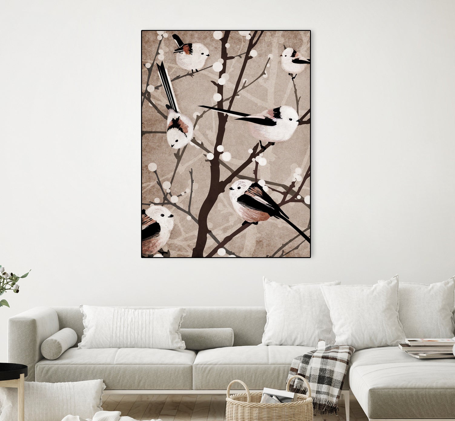 long tailed tits by Katherine Blower on GIANT ART - brown digital painting