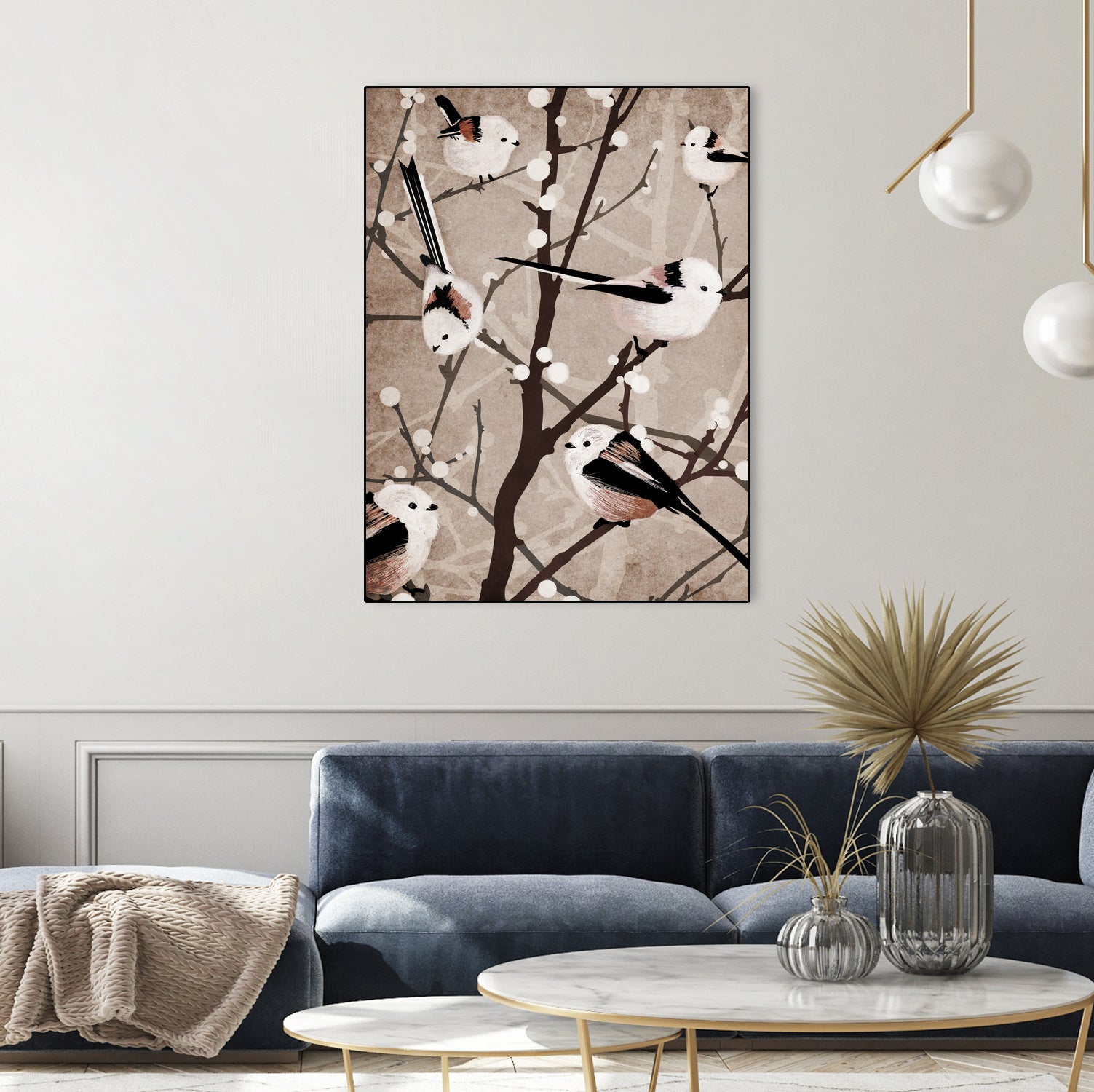 long tailed tits by Katherine Blower on GIANT ART - brown digital painting