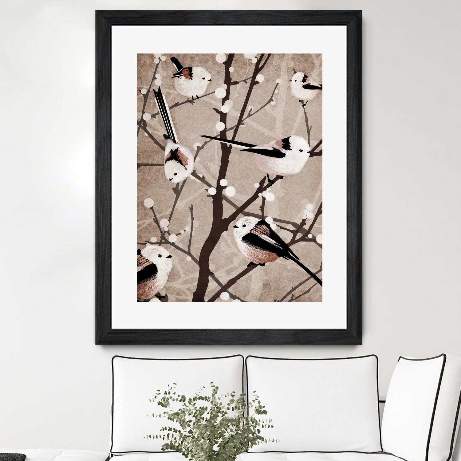 long tailed tits by Katherine Blower on GIANT ART - brown digital painting