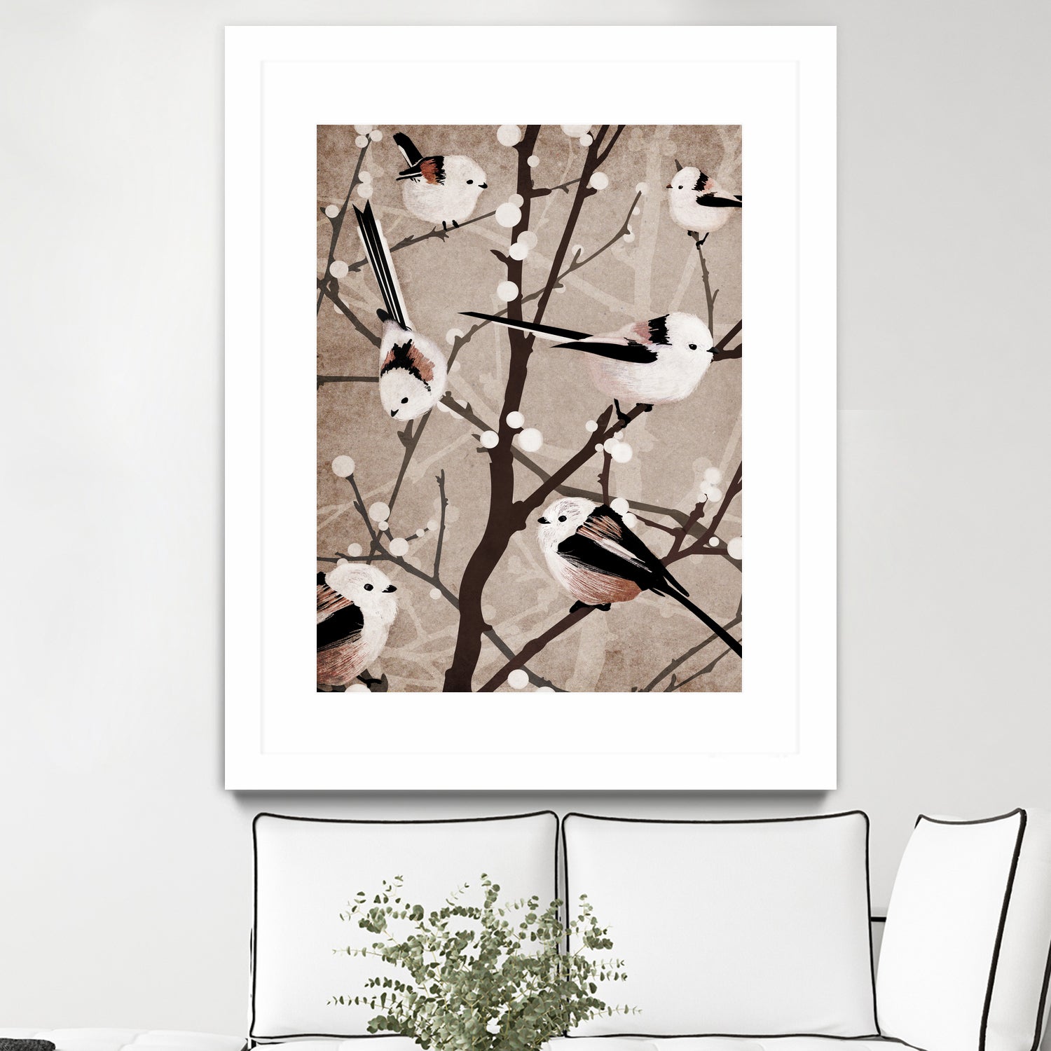 long tailed tits by Katherine Blower on GIANT ART - brown digital painting