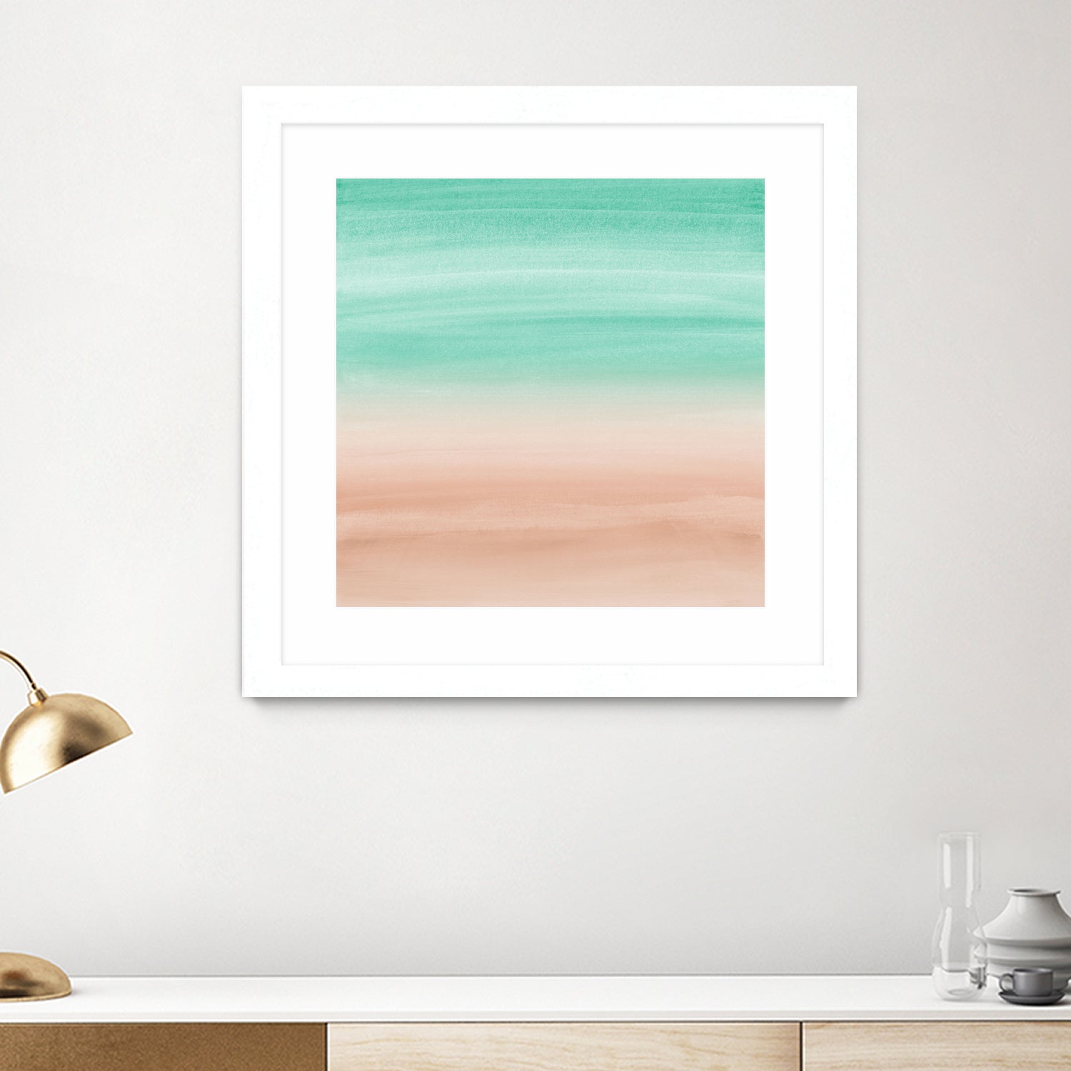 Touching Soft Emerald Beige Watercolor Abstract #1 #painting by Anita & Bella Jantz on GIANT ART - green digital painting