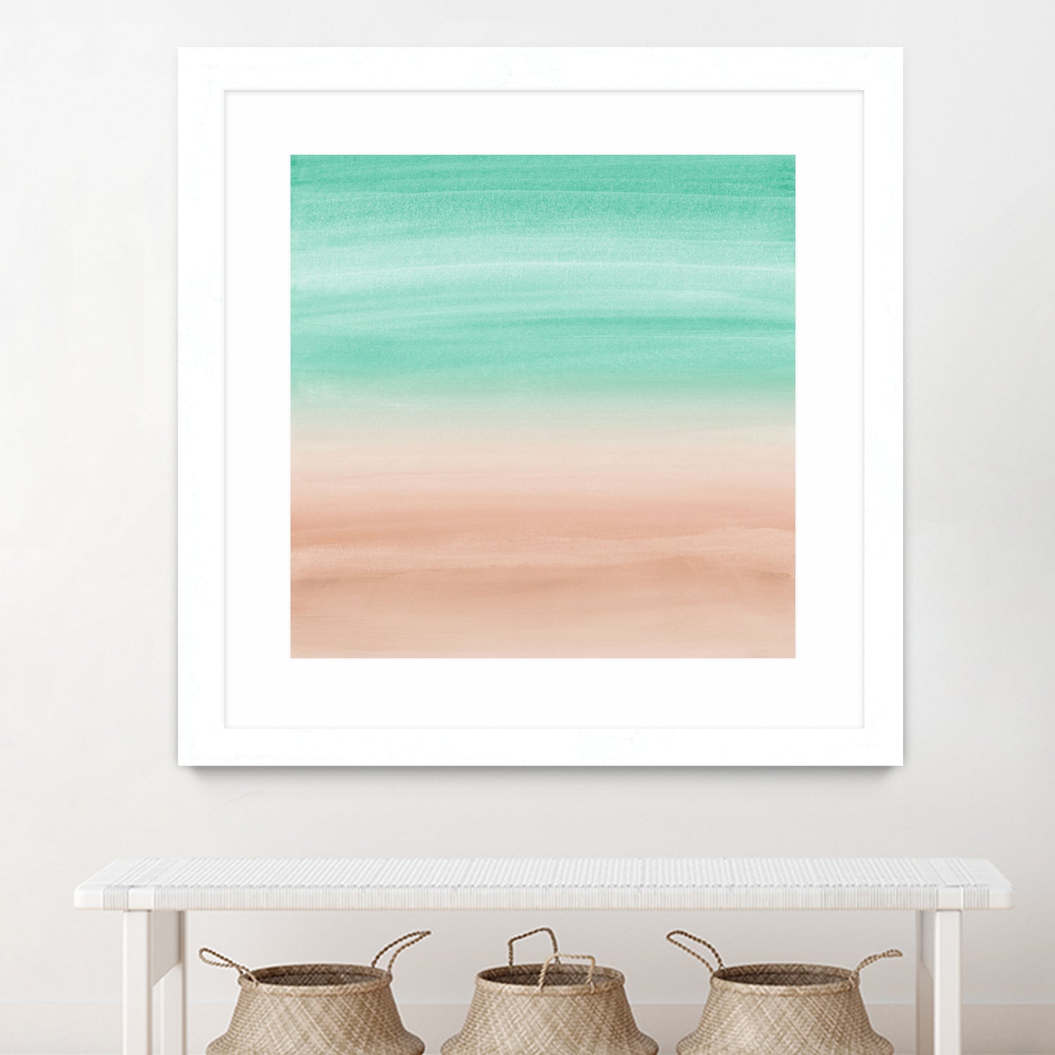 Touching Soft Emerald Beige Watercolor Abstract #1 #painting by Anita & Bella Jantz on GIANT ART - green digital painting