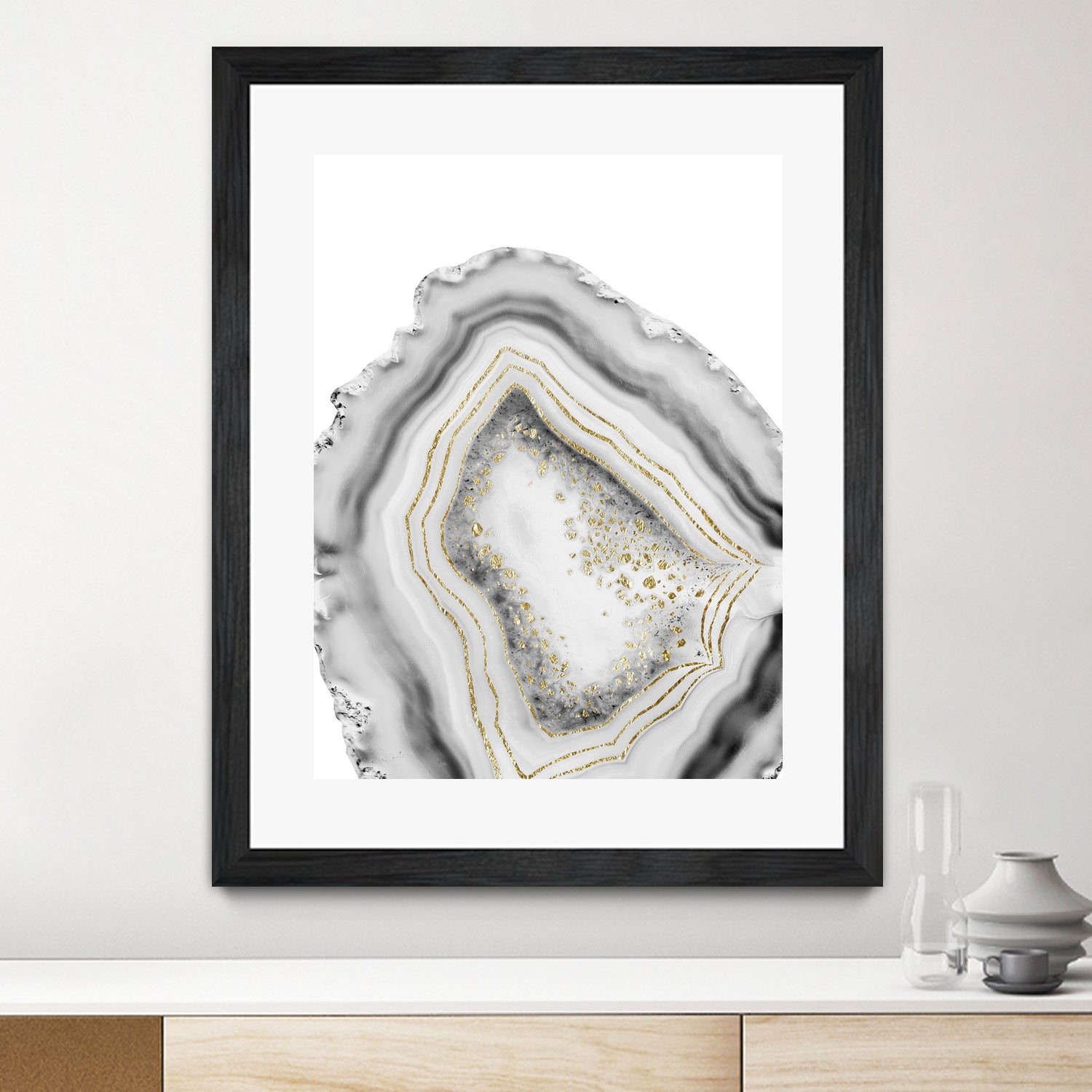 White Agate Gold Foil Glam #1 #gem #decor #art by Anita & Bella Jantz on GIANT ART - gray photo illustration