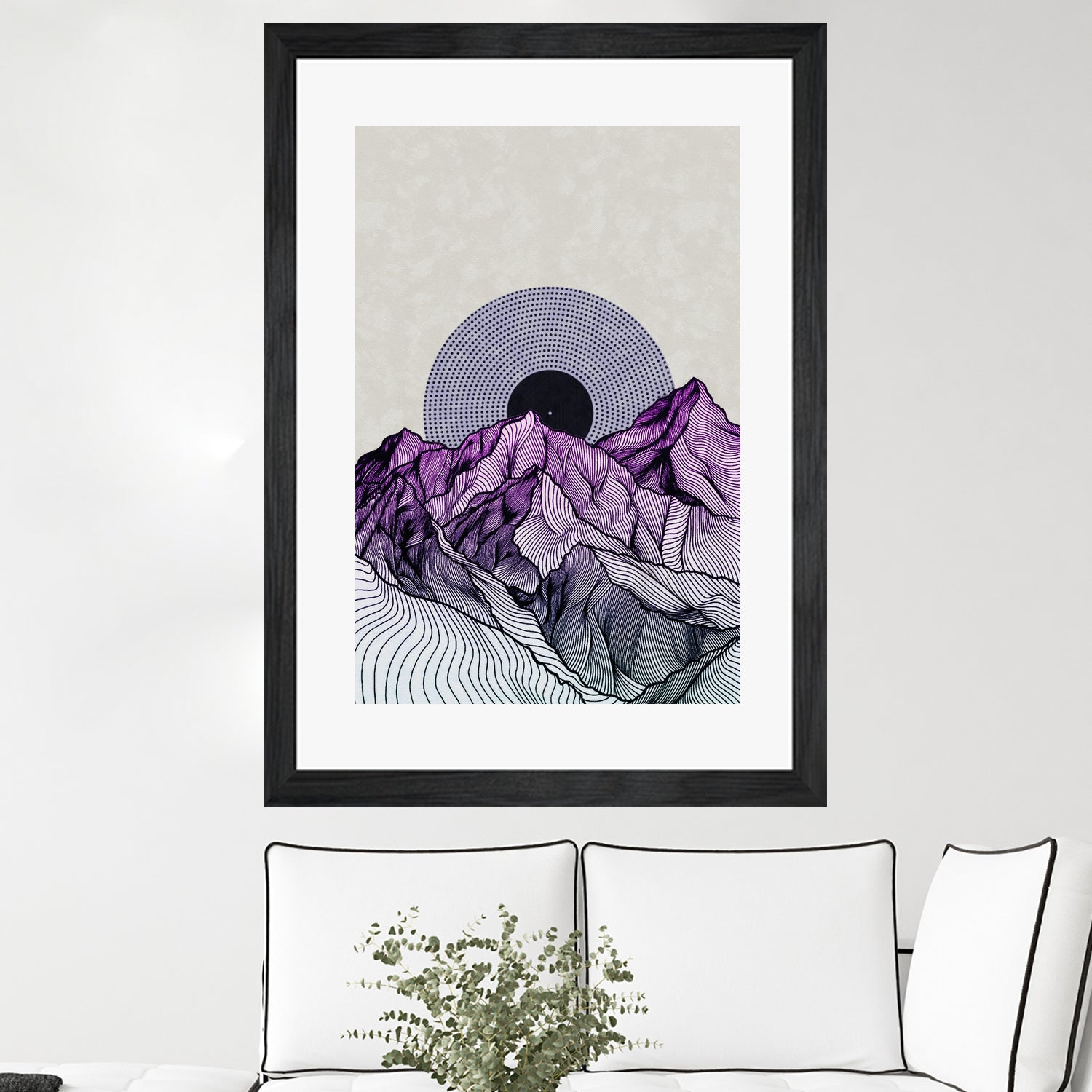 Surreal sunrise behind purple mountains by Menelaos Trompoukis on GIANT ART - fuchsia digital painting