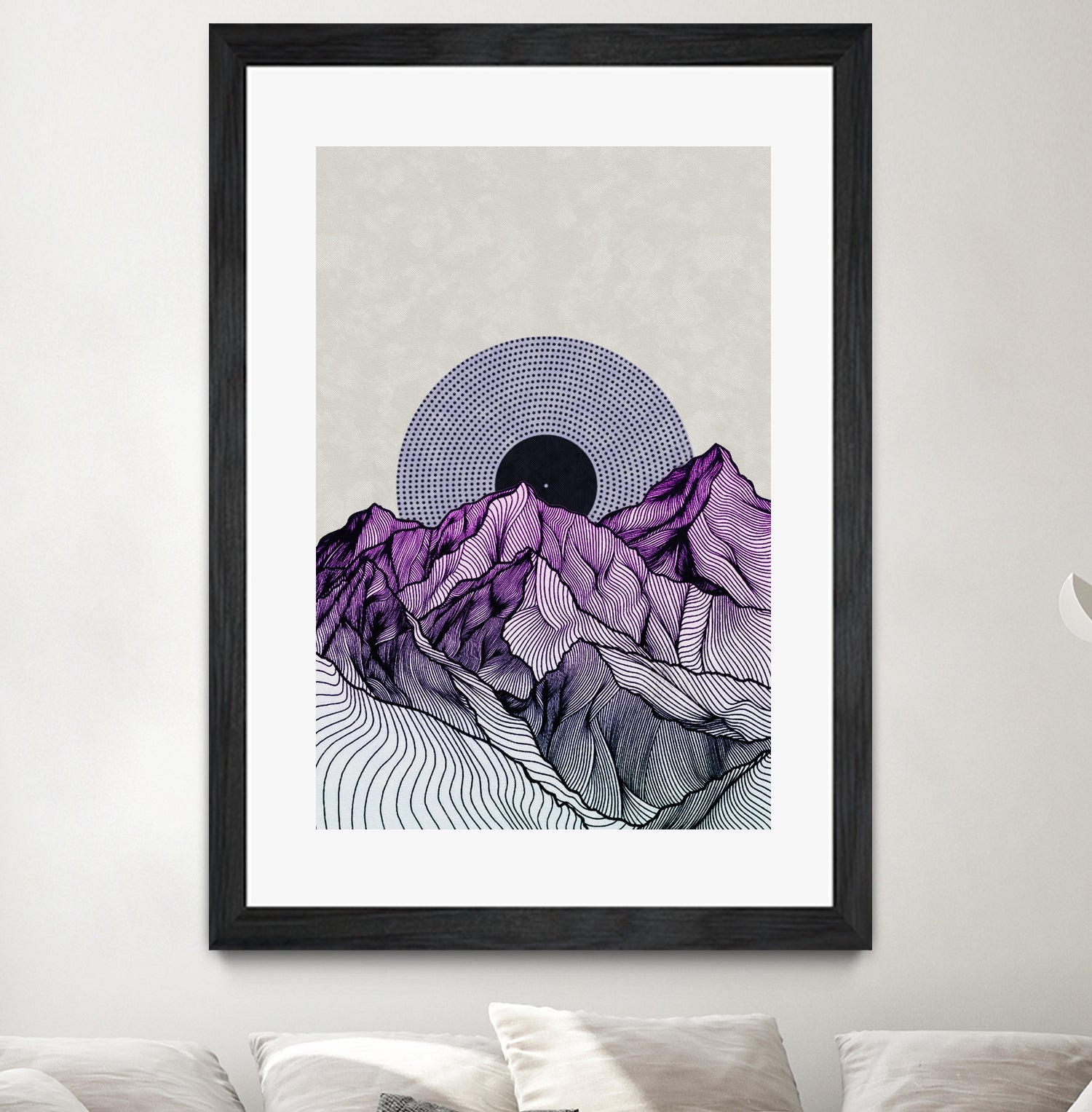 Surreal sunrise behind purple mountains by Menelaos Trompoukis on GIANT ART - fuchsia digital painting