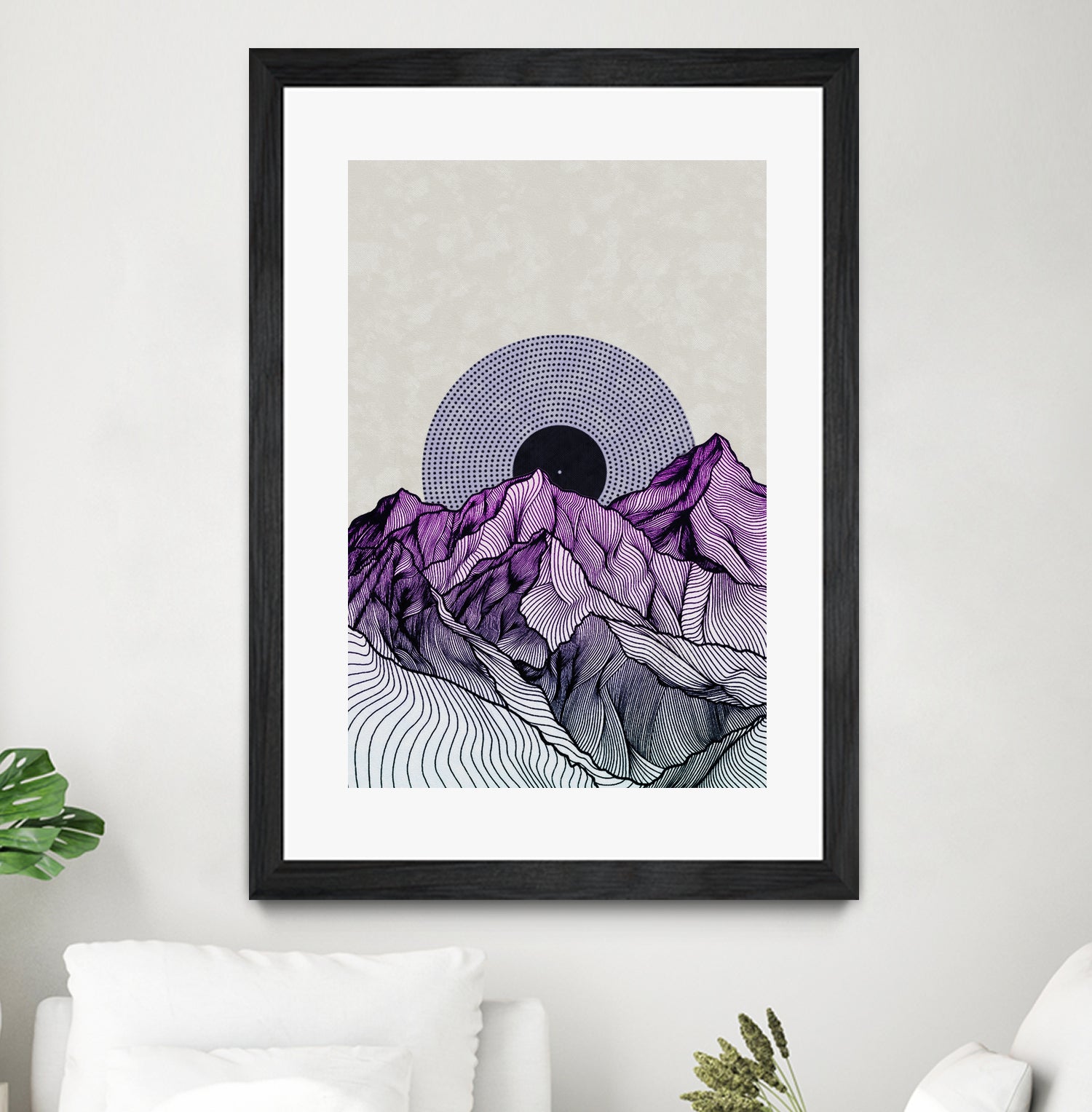 Surreal sunrise behind purple mountains by Menelaos Trompoukis on GIANT ART - fuchsia digital painting