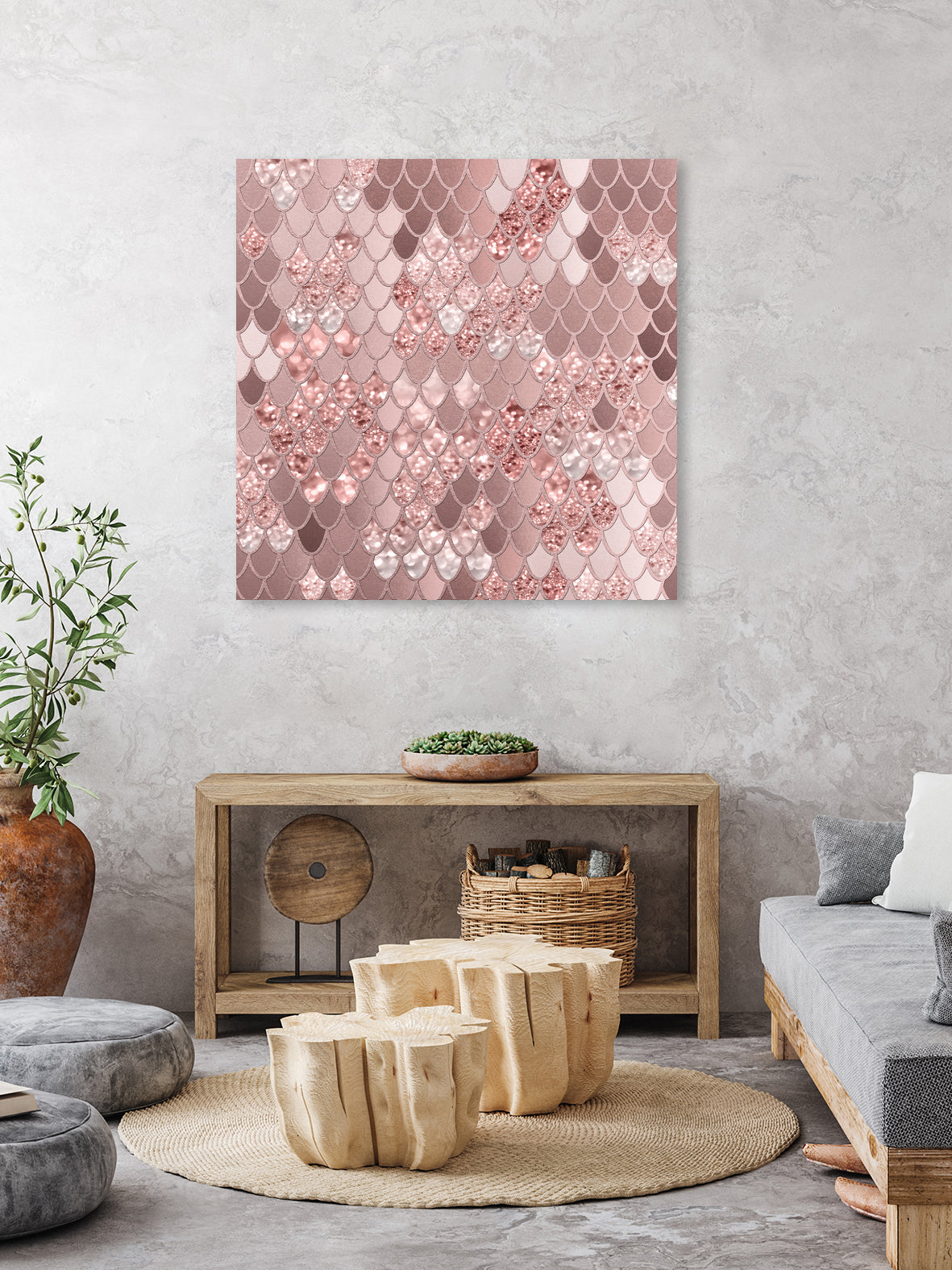 Mermaid Glitter Scales #8 (Faux Glitter) #shiny #decor #art by Anita & Bella Jantz on GIANT ART - pink digital painting