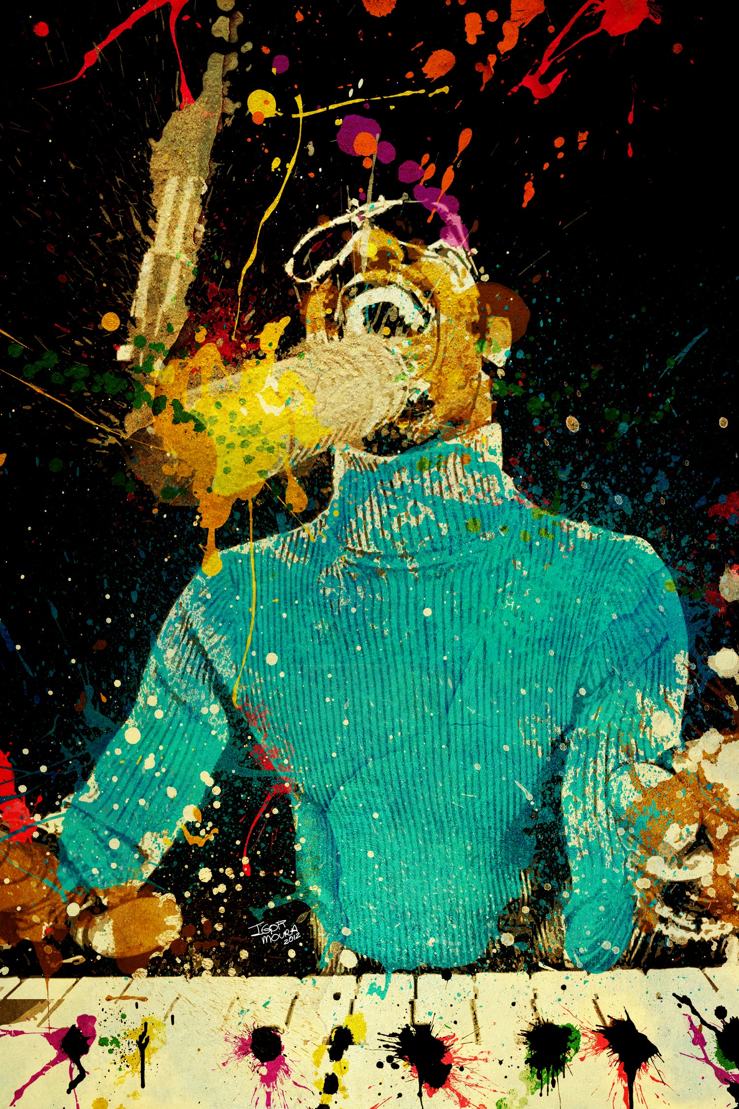 Stevie Wonder by Igor Moura on GIANT ART - blue digital painting