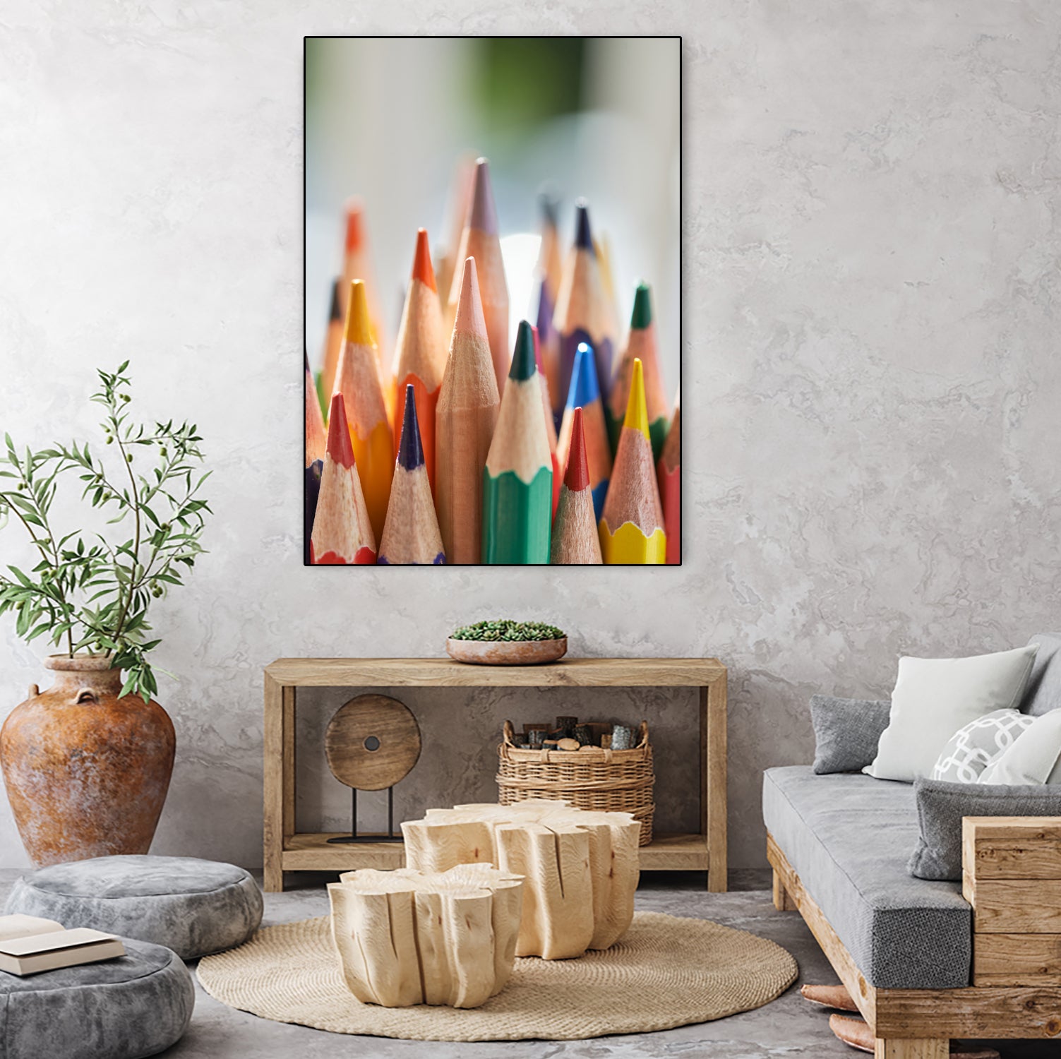 Close-up view of bunch of the colored pencil by Studio OMG on GIANT ART - yellow photo illustration