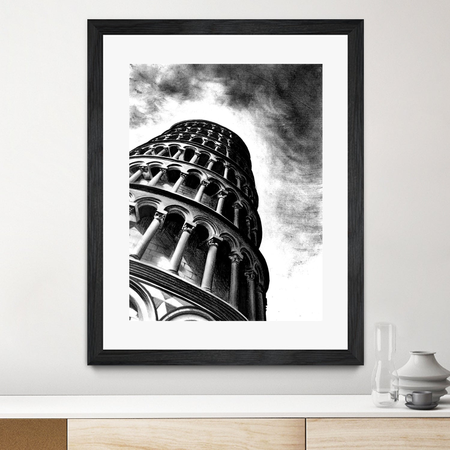 Tower of Pisa - Illustrated by Christine Mercer on GIANT ART - black digital painting