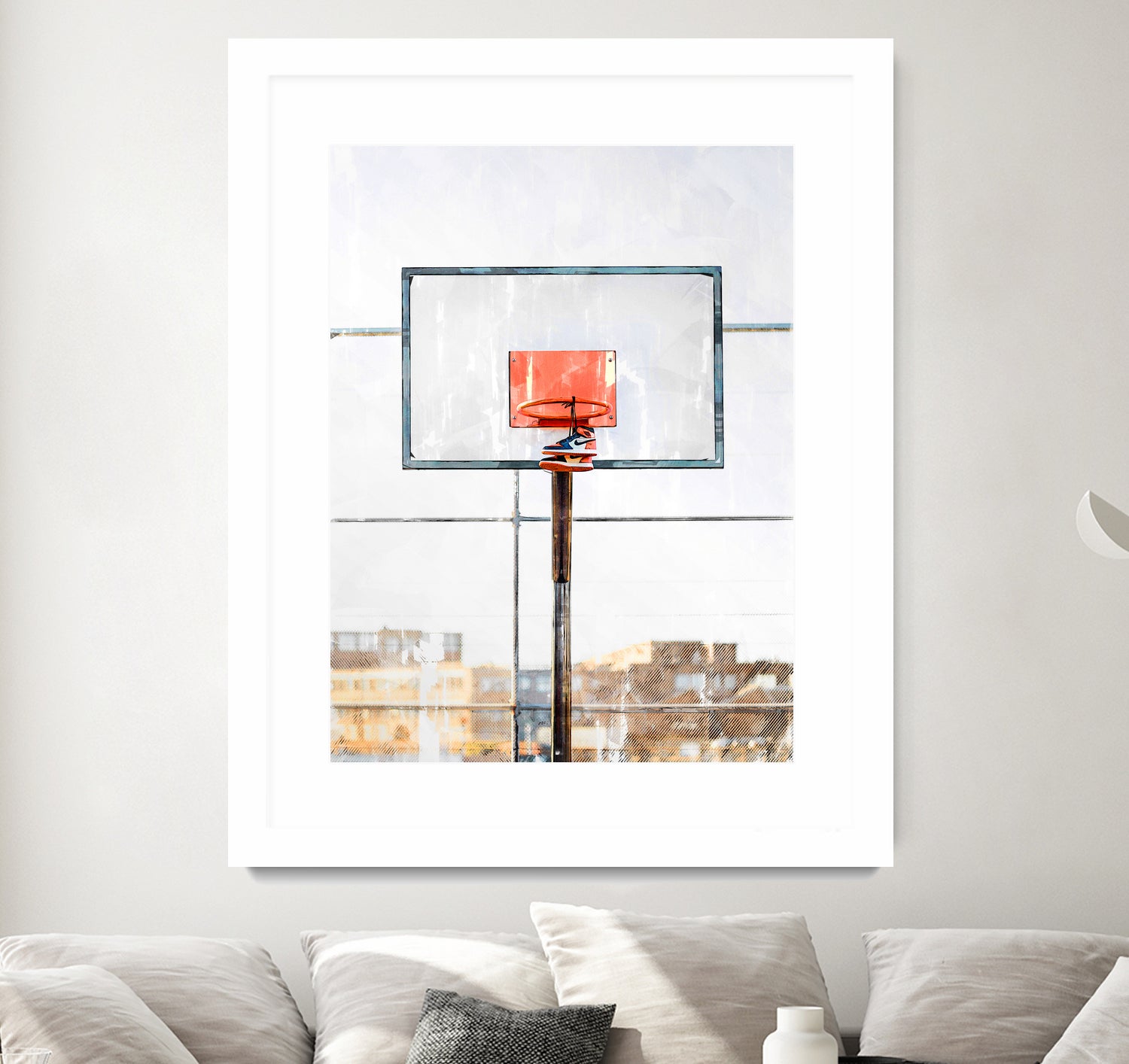 Air Jordan Attached To Basketball Hoop by Wazir Rohiman on GIANT ART - red digital painting