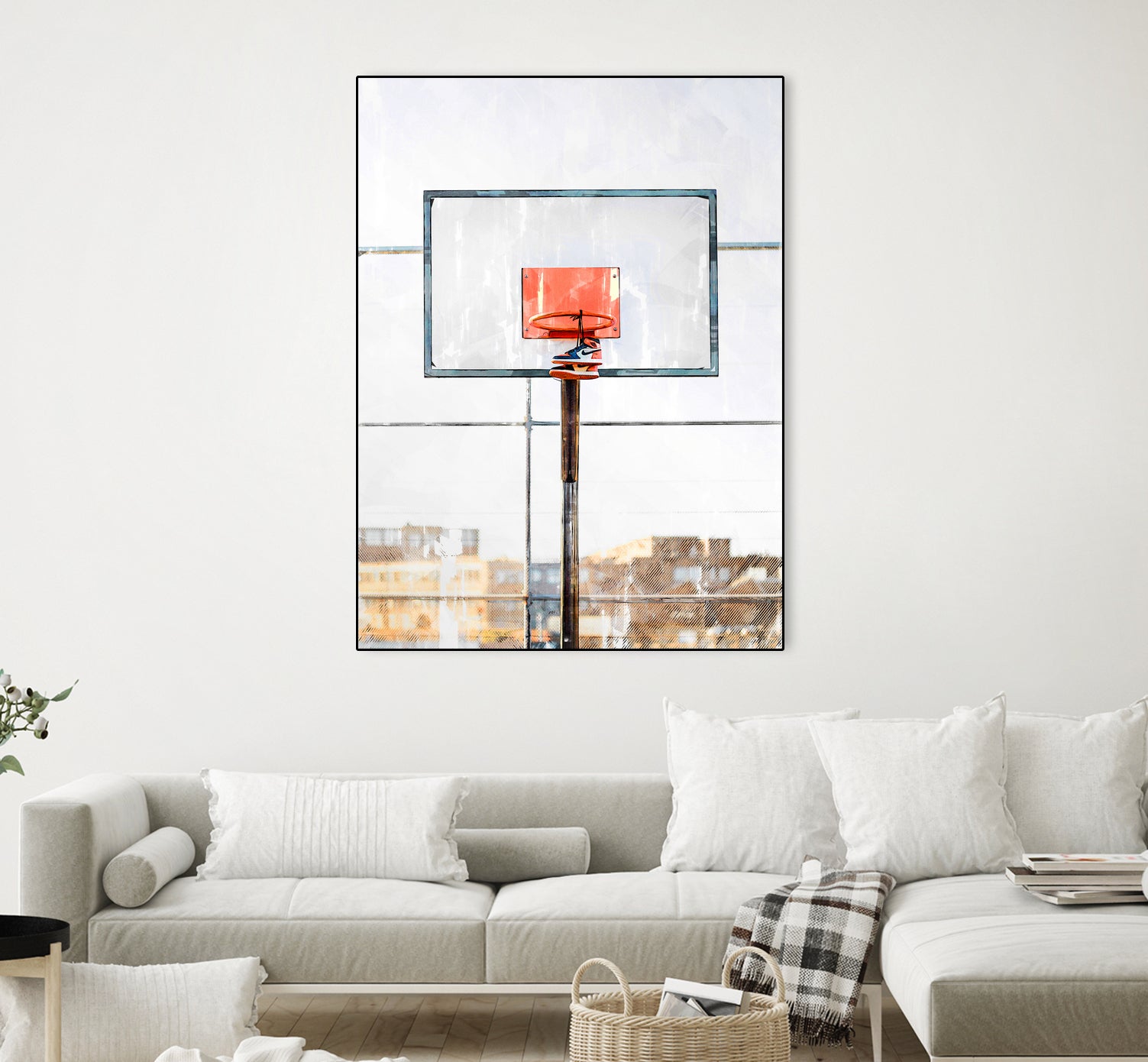 Air Jordan Attached To Basketball Hoop by Wazir Rohiman on GIANT ART - red digital painting