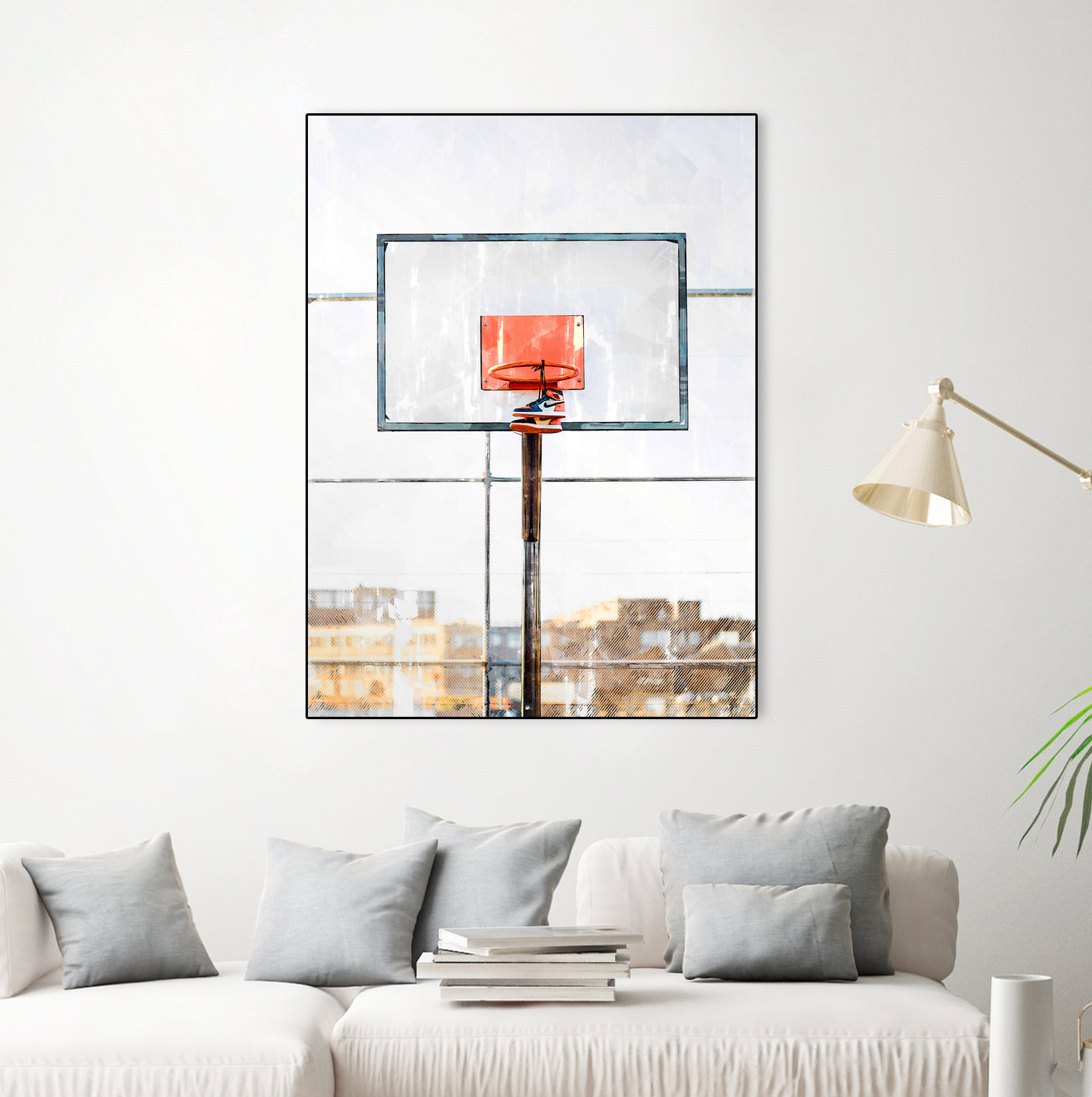 Air Jordan Attached To Basketball Hoop by Wazir Rohiman on GIANT ART - red digital painting