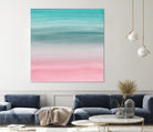 Touching Pink Teal Turquoise Watercolor Abstract #1 by Anita & Bella Jantz on GIANT ART - green digital painting