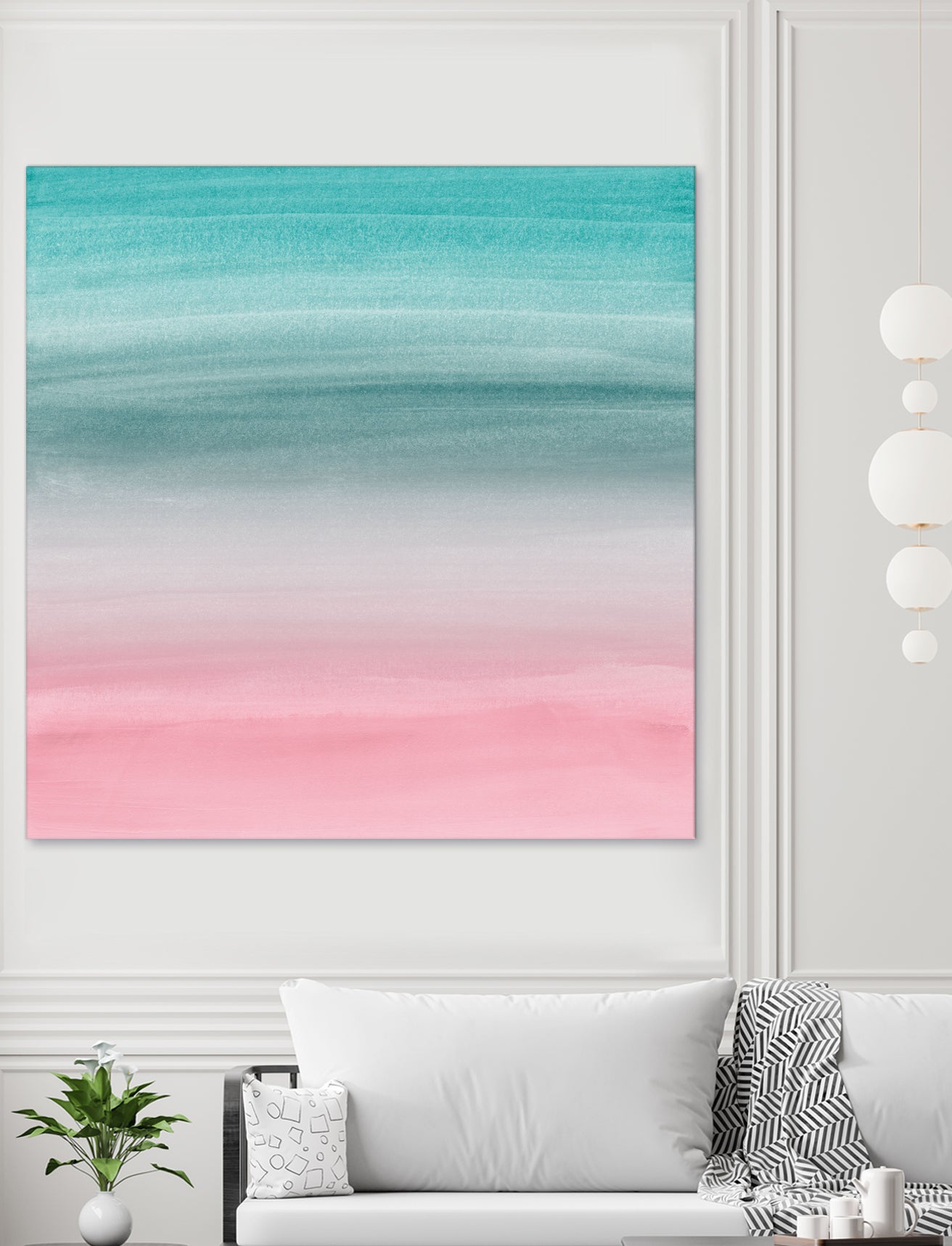 Touching Pink Teal Turquoise Watercolor Abstract #1 by Anita & Bella Jantz on GIANT ART - green digital painting