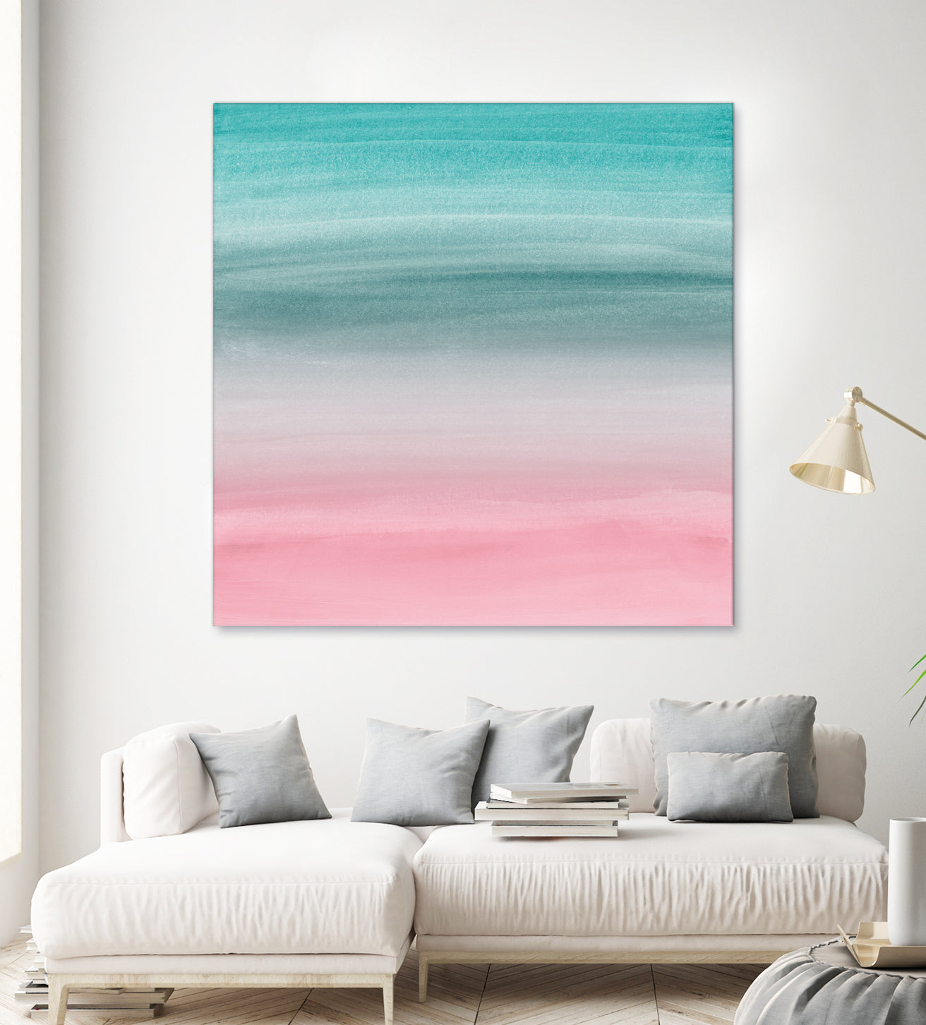 Touching Pink Teal Turquoise Watercolor Abstract #1 by Anita & Bella Jantz on GIANT ART - green digital painting