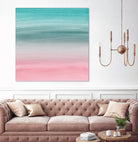 Touching Pink Teal Turquoise Watercolor Abstract #1 by Anita & Bella Jantz on GIANT ART - green digital painting