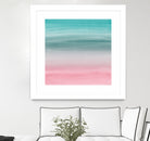 Touching Pink Teal Turquoise Watercolor Abstract #1 by Anita & Bella Jantz on GIANT ART - green digital painting