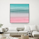 Touching Pink Teal Turquoise Watercolor Abstract #1 by Anita & Bella Jantz on GIANT ART - green digital painting