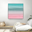 Touching Pink Teal Turquoise Watercolor Abstract #1 by Anita & Bella Jantz on GIANT ART - green digital painting